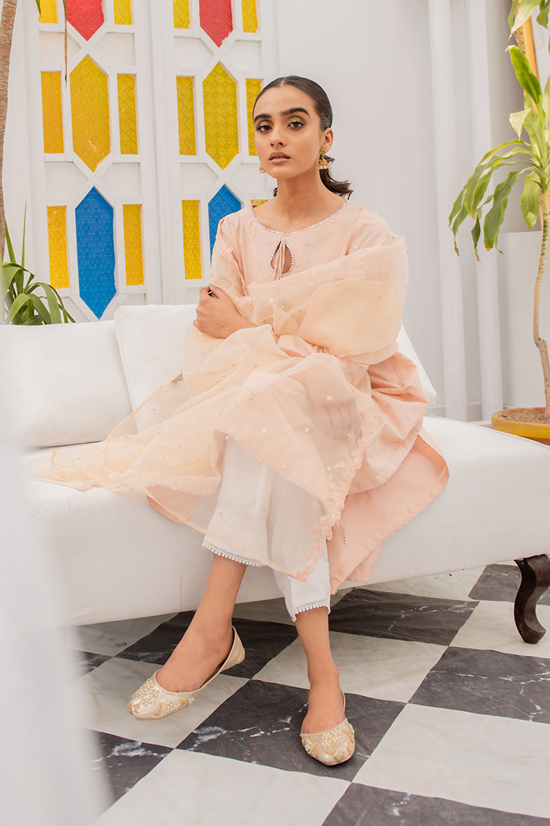 Blush Roseate 2-Piece Set (Shirt & Dupatta) - Elegant Ethnic Outfit for Women, Party Wear, Festive Occasions, Weddings & Special Events