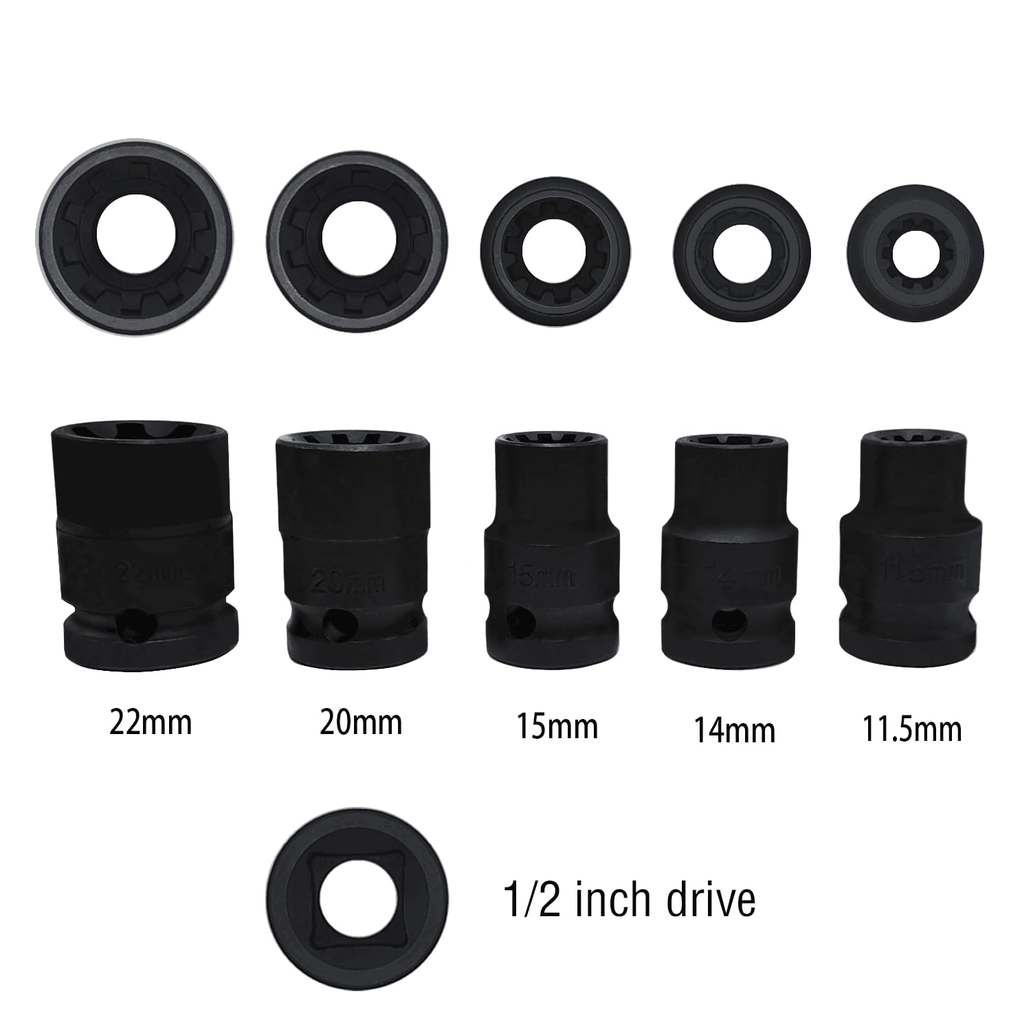 17PCS Universal Master Brake Caliper Socket Set - Professional Brake Caliper Removal Tool Kit for Most Cars (5 Point, 10 Point & Hex Sockets) - Ideal for DIY Auto Repair, Brake Maintenance & Professional Mechanic Use
