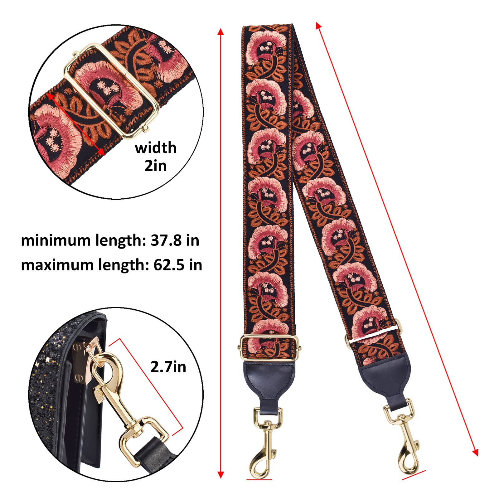 CLOUDMUSIC Handbag Strap Replacement - Adjustable Shoulder Crossbody Purse Strap for Women & Girls | Perfect for Everyday Use, Travel & Fashion Accessories