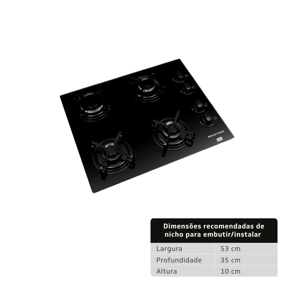 Brastemp 4-Burner Cooktop with Stainless Steel Grates & Auto Ignition - BDD61AE BIVOLT - Perfect for Modern Kitchens & Home Cooking