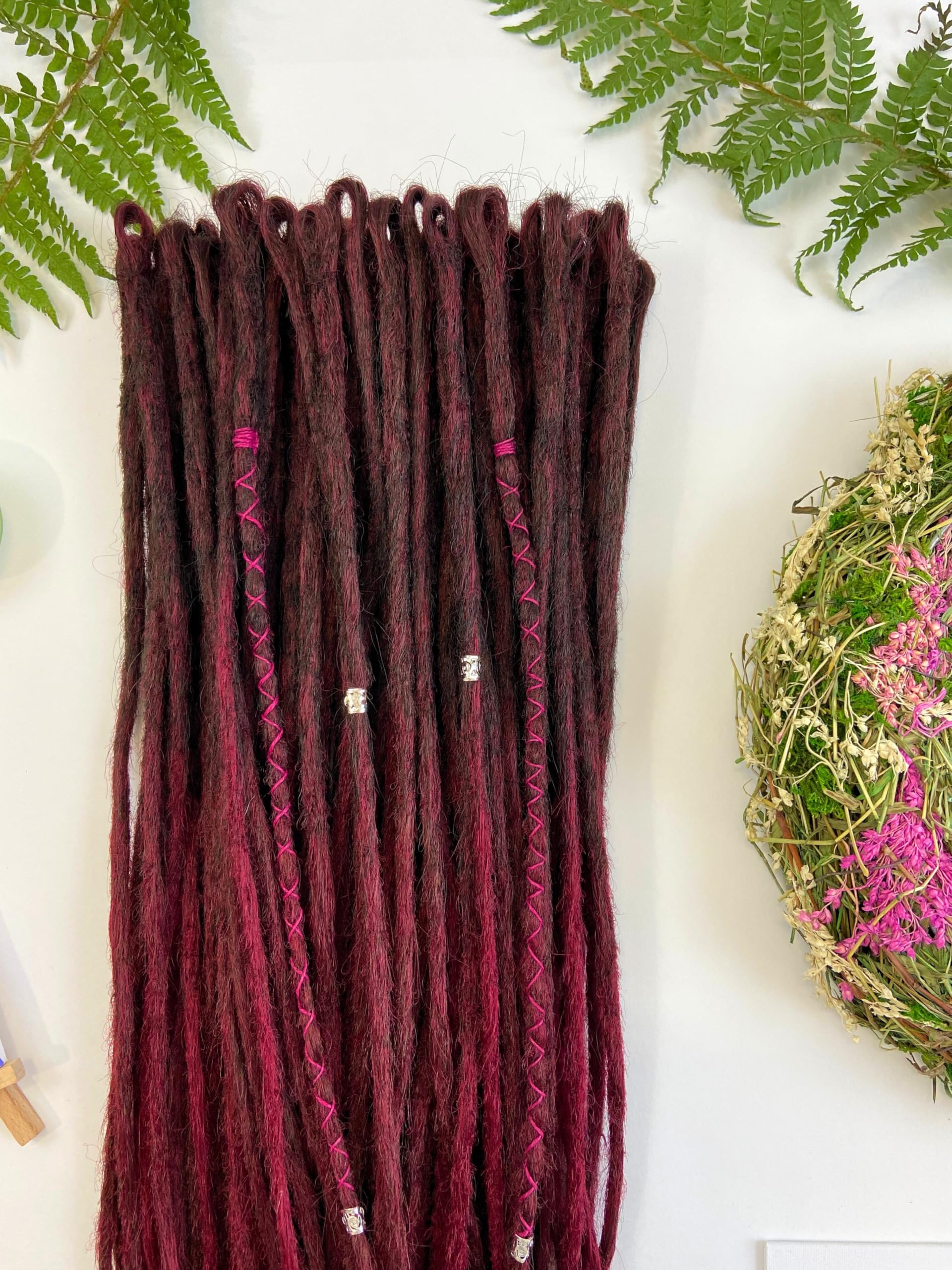 Handmade Dark Cherry Chocolate & Burgundy Red Dreadlock Extensions - 40 Single Ended Faux Locs 20 Inches for Women & Men | Ready to Ship | Perfect for Cosplay, Halloween, and Afro Hairstyles