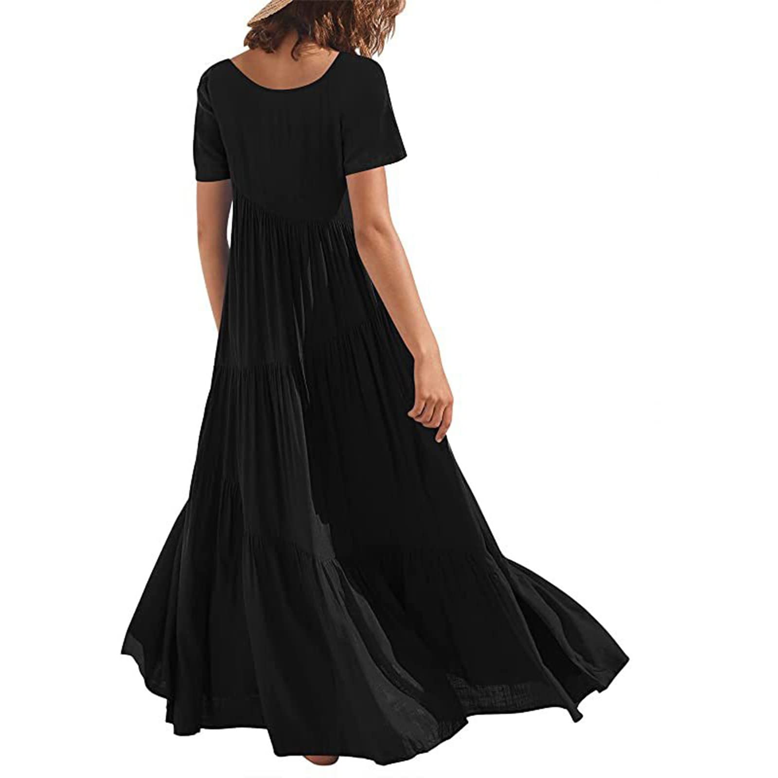Plus Size Women's Casual Summer Sun Dress - Loose Fit Solid Color Asymmetric Layered Maxi Dress for Beach, Vacation & Everyday Wear | Faith Dresses