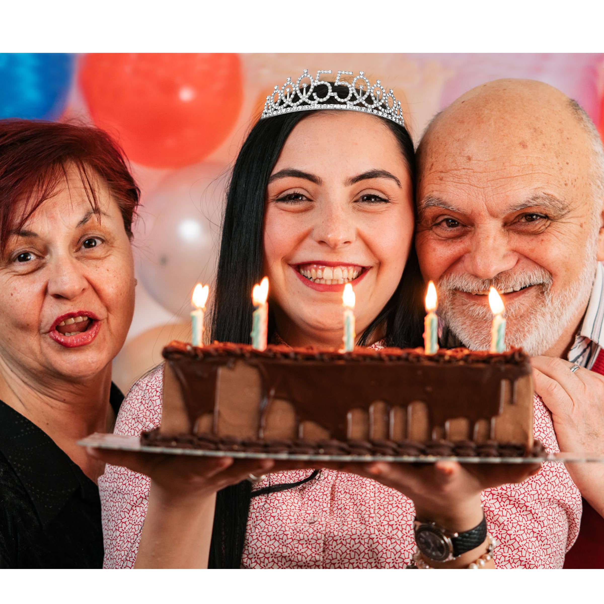 55th Birthday Sash & Tiara Set - Elegant Silver Birthday Crown for Women - Perfect 55th Birthday Gift & Party Decorations - Great for Milestone Celebrations, Birthday Parties & Photo Shoots