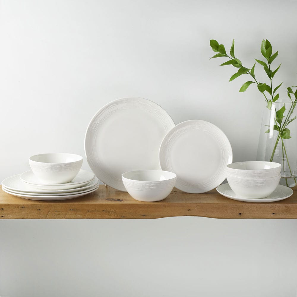 Mirabel 12-Piece Vegan Bone Dinnerware Set - Service for 4, Elegant Porcelain Plates & Bowls for Everyday Dining & Entertaining