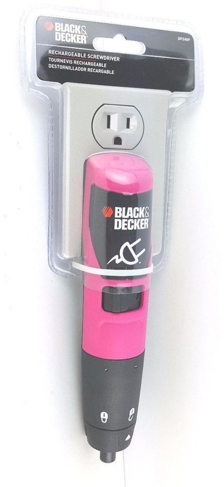 BLACK + DECKER 2.4V Pink Cordless Screwdriver with Direct Plug Charging - Perfect for Home DIY, Furniture Assembly & Small Repairs