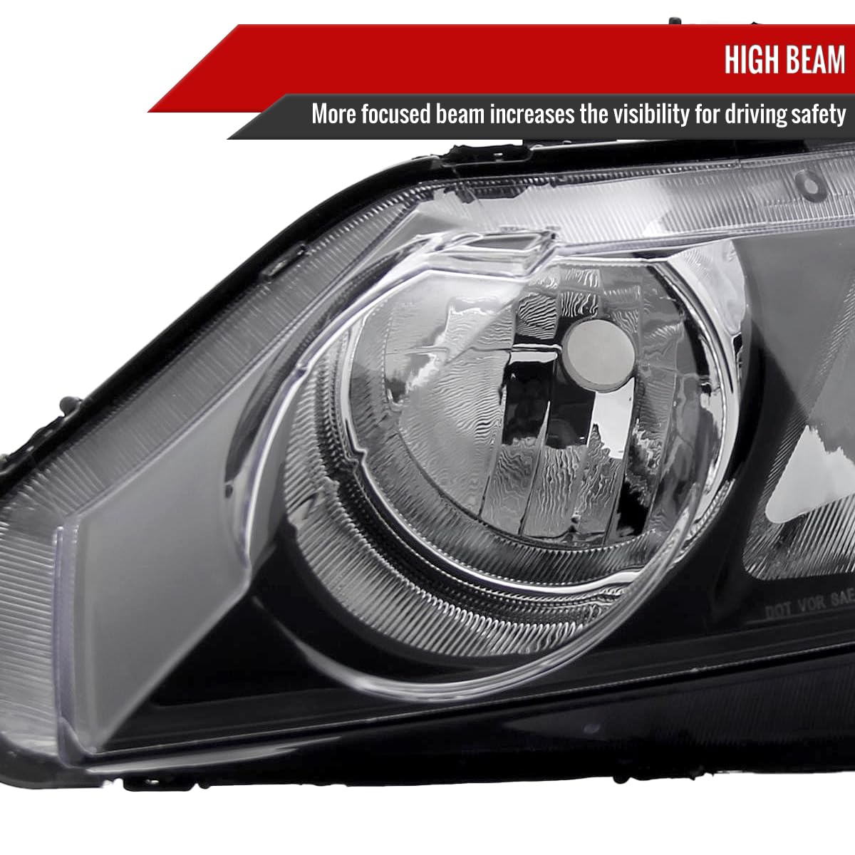 06-11 Honda Civic Sedan 4Dr Headlights - JDM Black Housing with Amber LED Lights for Si, EX, LX, DX, GX & Hybrid Models | Perfect for Night Driving & Car Customization