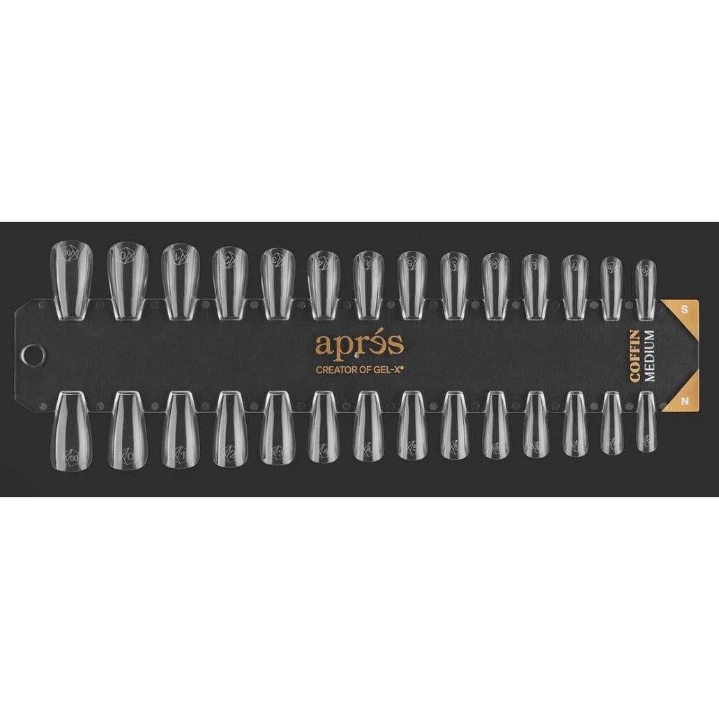 Apres Gel X Nail Tips - Natural & Sculpted Coffin Medium Length for Professional Manicures | Perfect for Salon, Home DIY & Special Occasions