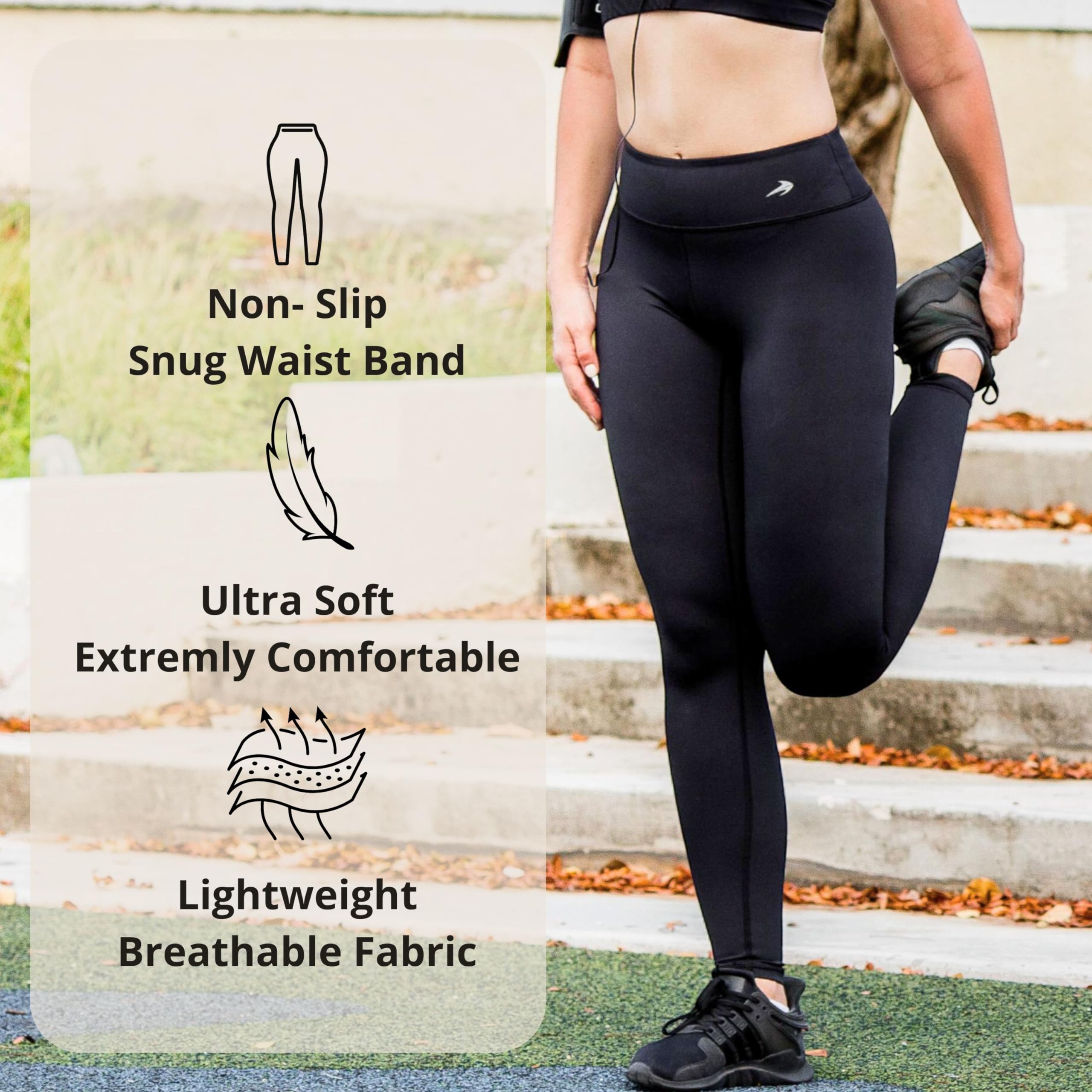 Women's High Waist Compression Leggings - Tummy Control Workout Pants for Gym, Running & Yoga | Black | Perfect for Fitness, Lounge & Everyday Wear