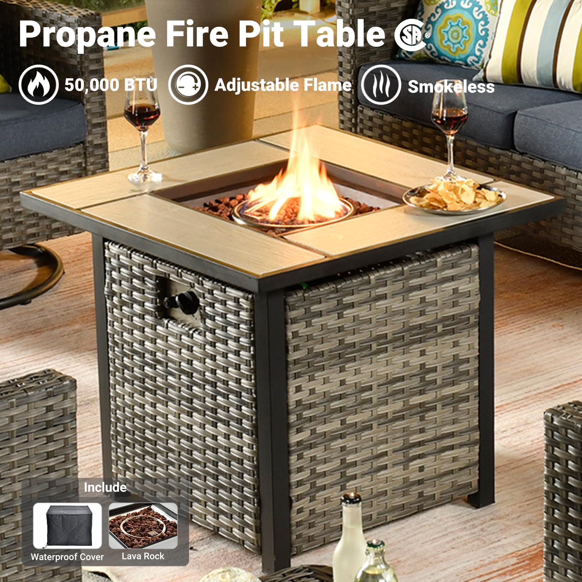 Modern 6-Piece Outdoor Patio Furniture Set with 30