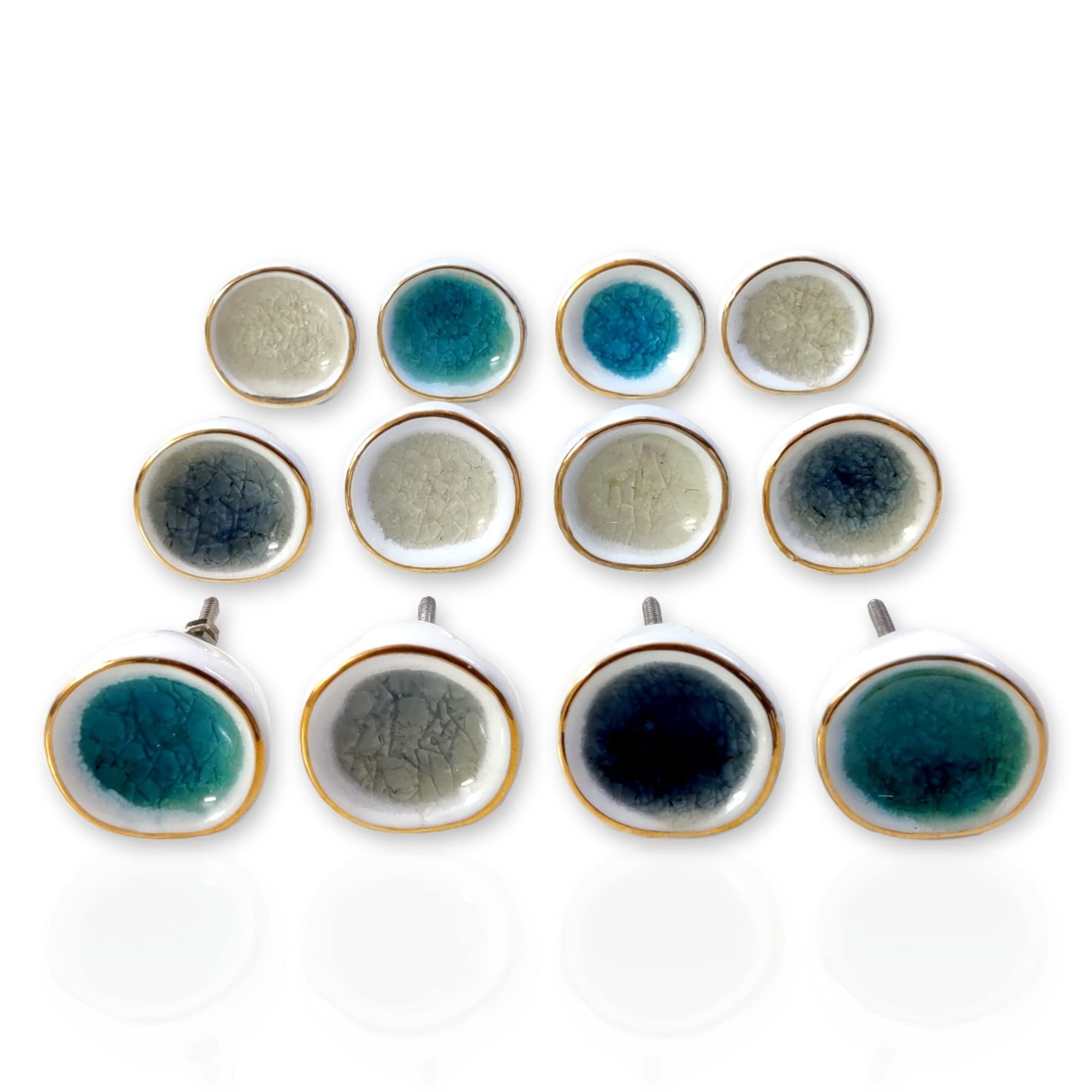 12 Pack Ceramic Cabinet Knobs - Elegant Dresser Drawer Pulls for Kitchen Cabinets, Cupboards & Furniture - Durable Home Decor Hardware (Perfect for Kitchen Remodel, Bedroom Furniture Upgrade & DIY Projects)