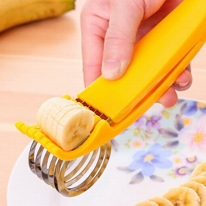 Stainless Steel Banana Slicer & Strawberry Cutter - Effortless Perfect Slices Every Time for Smoothies, Desserts, Salads & Snacks - Durable Kitchen Tool for Fruit Prep - Easy to Clean & Dishwasher Safe - Ideal for Breakfast, Meal Prep & Kids Lunch Boxes