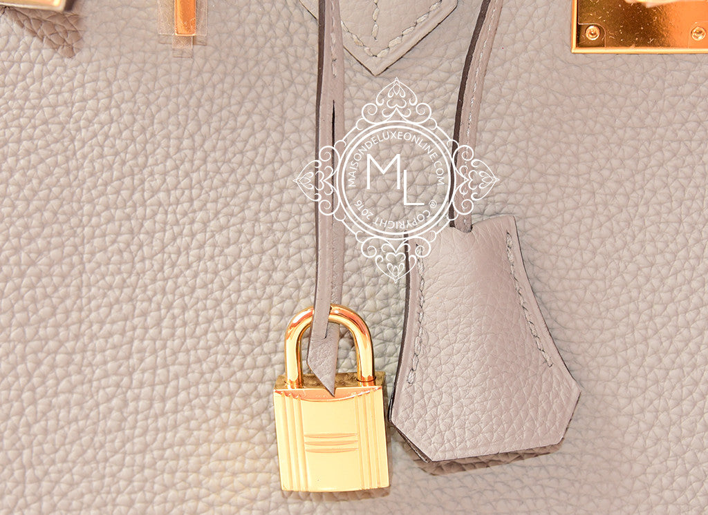 Authentic Hermes Birkin 30 Handbag in Gris Mouette Togo Leather with Gold Hardware - Luxury Designer Bag for Women, Perfect for Work, Travel & Special Occasions