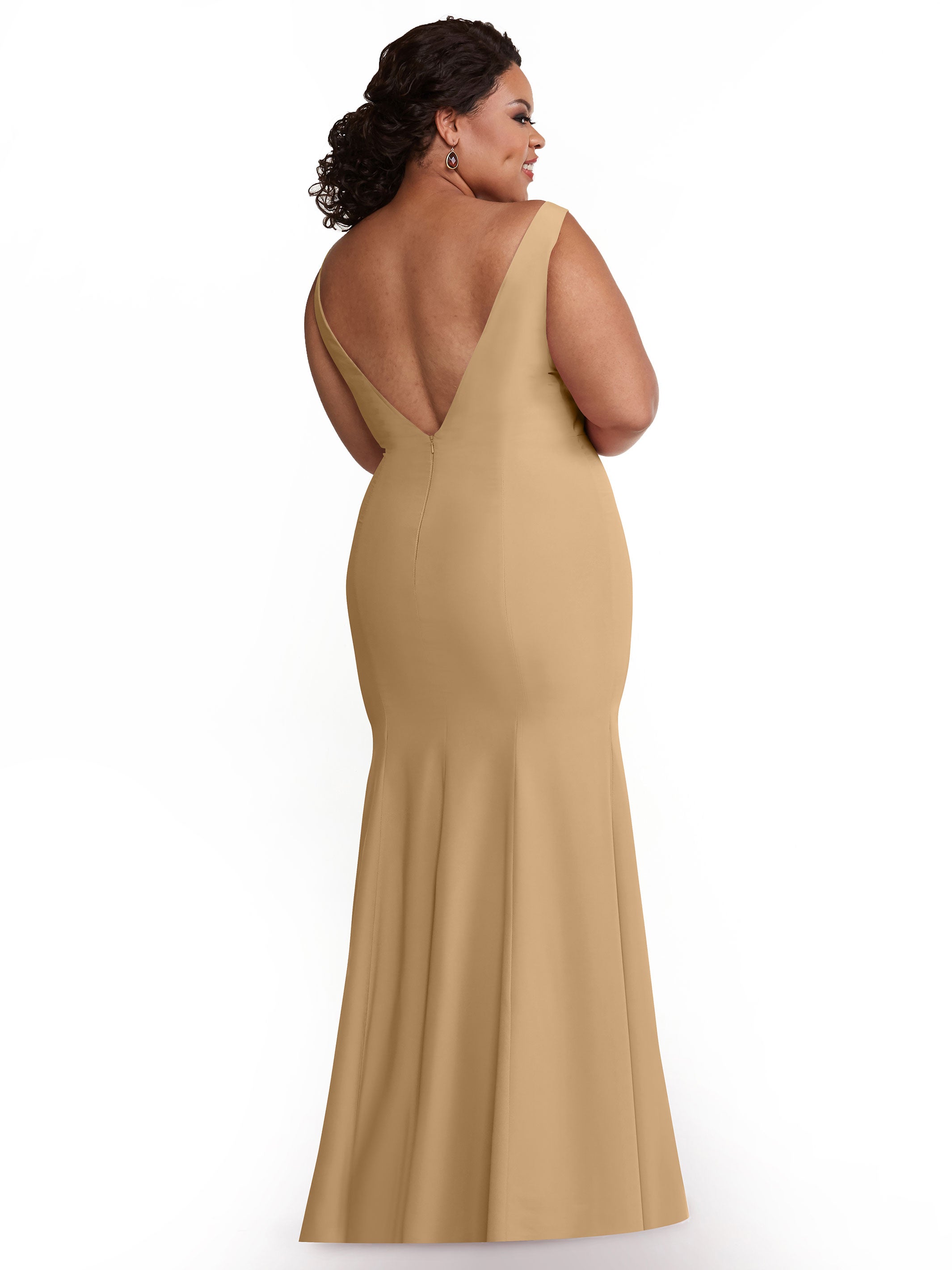 Elegant 83010 Mermaid Stretch Chiffon Bridesmaid Dress with Plunging V-Neckline - Perfect for Beach Weddings, Formal Events & Evening Parties