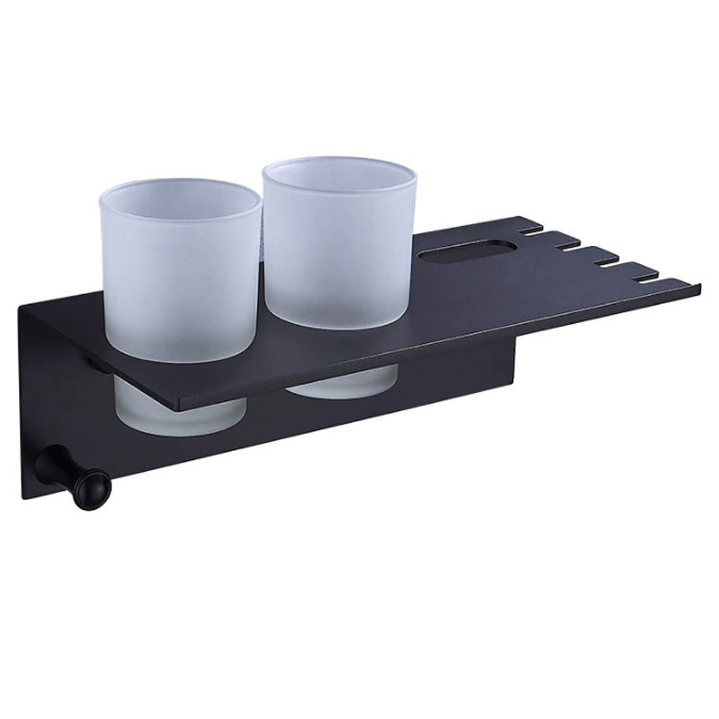 Jiji Space Aluminum Toothbrush Holder - Wall-Mounted Bathroom Organizer for Toothpaste & Toothbrushes, Black | Perfect for Small Spaces, Dorm Rooms & Modern Bathroom Storage