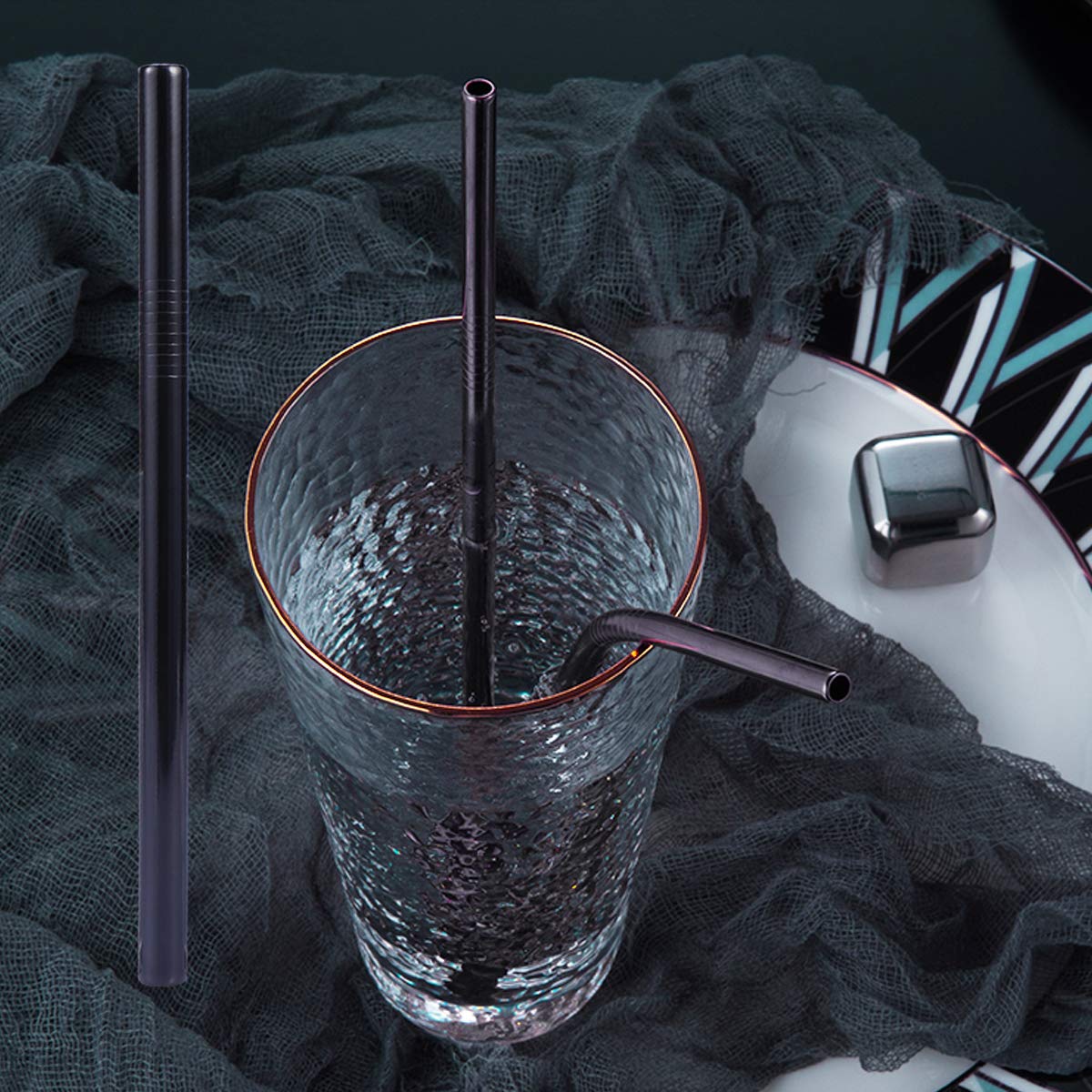 Cabilock 1 Pack Reusable Stainless Steel Straight Drinking Straws for Tumblers, Smoothies, Iced Coffee & Milk - Eco-Friendly Metal Straws for Home, Office & Travel Use