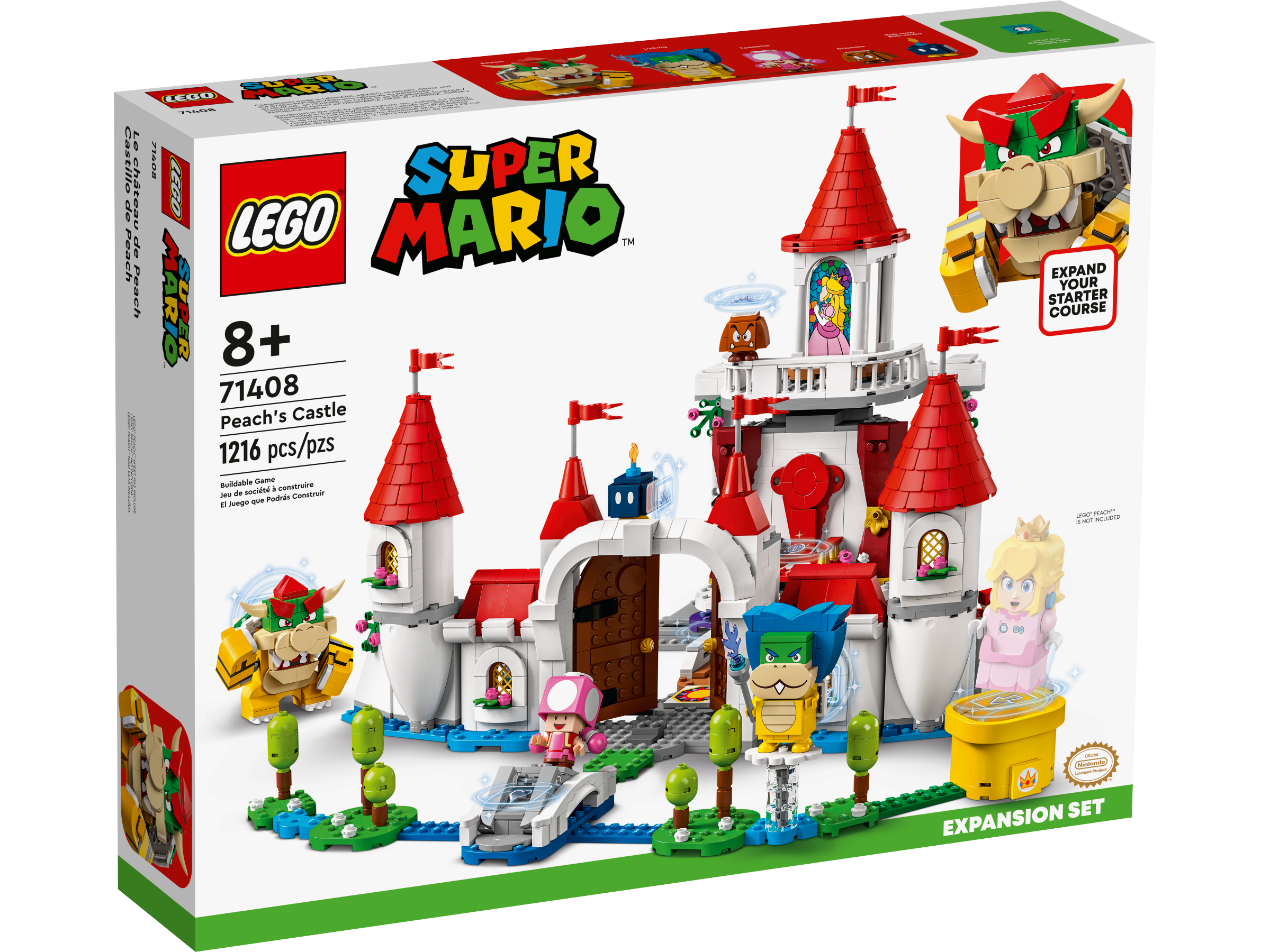 LEGO 71408 Peach's Castle Expansion Set - Super Mario Building Kit for Kids, Collectible Toy with Interactive Features - Perfect for Creative Play & Display