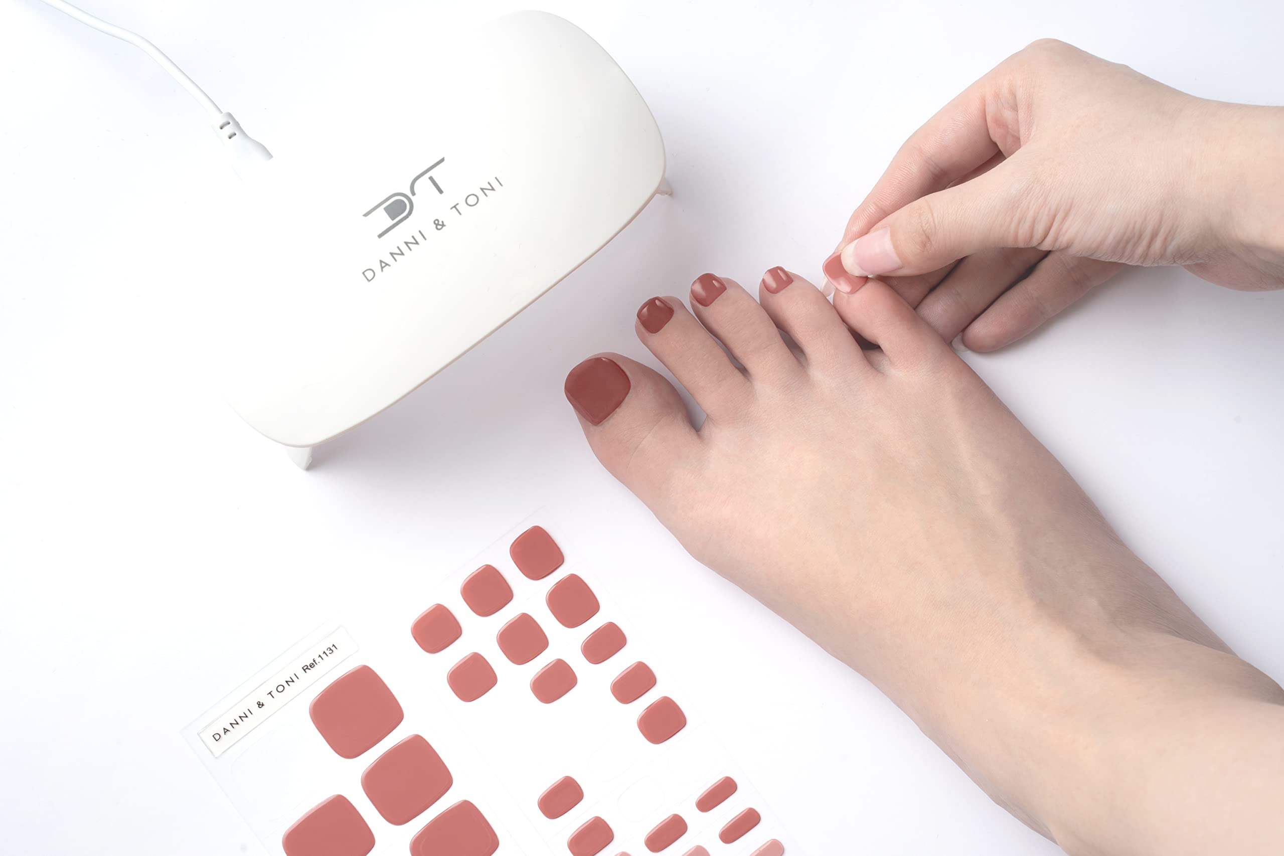DANNI & TONI Semi Cured Gel Pedicure Strips - Soft Blush Nude Toenail Stickers, 37 Solid Color Gel Nail Stickers for DIY Home Manicure & Pedicure - Perfect for Salon-Quality Nails at Home, Travel, Parties & Special Occasions