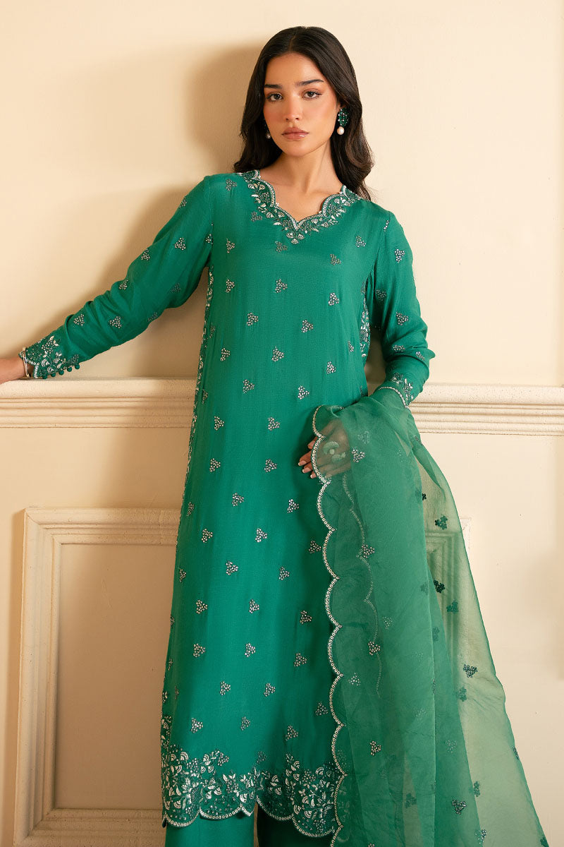 MEADOW FUSION 3-Piece Ethnic Outfit Set (Shirt, Pants & Dupatta) - Stylish Traditional Wear for Women, Weddings & Festive Occasions