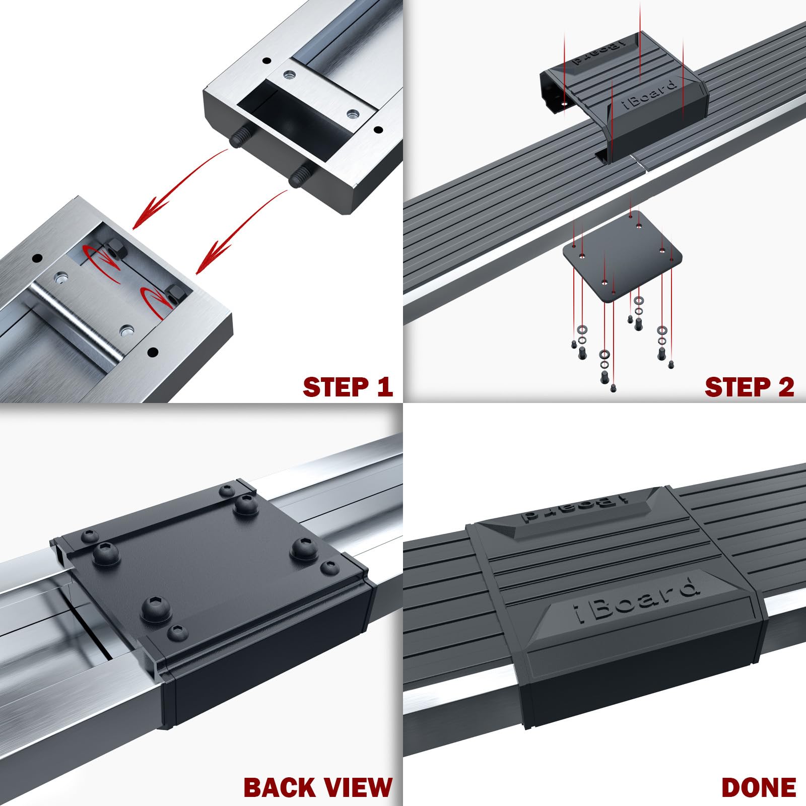 Heavy Duty Wheel-to-Wheel HD Ridez Steel Running Boards for Chevy Silverado & GMC Sierra 1500 2019-2025 Extended Cab 6.5ft Bed | 2500/3500 Models 2020-2025 | Durable Off-Road Side Steps | Perfect for Truck Access & Outdoor Adventures (Excludes 2019 1500 LD & 2022 LTD/LD Models)