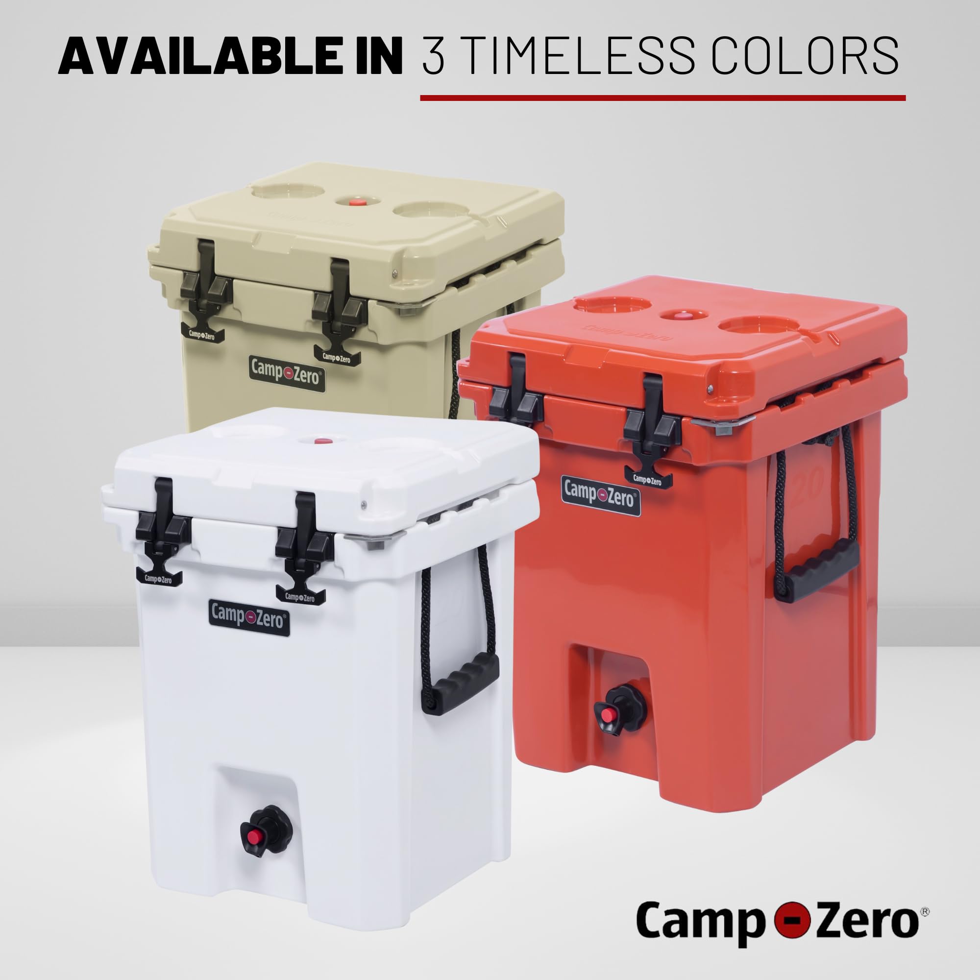 CAMP-ZERO 20L Insulated Drink Cooler with 2 Built-in Beverage Holders - Perfect for Camping, Picnics, Beach Trips & Outdoor Parties