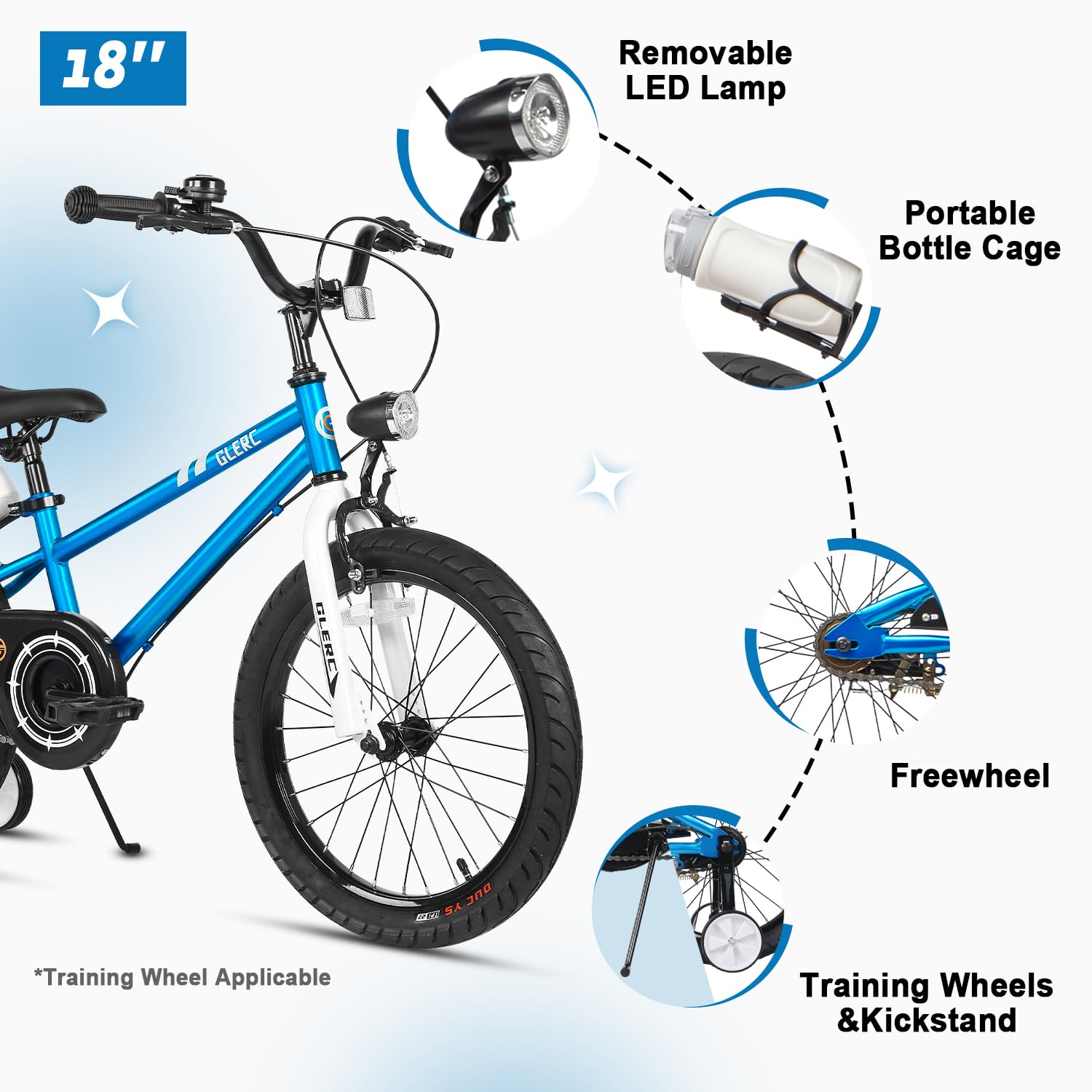 Fantasy 12 14 16 18 20 Inch Kids Bicycle for Boys & Girls Ages 2-14 - Adjustable Training Wheels, Safety Headlight & Water Bottle Holder - Multiple Color Options for School, Park & Neighborhood Riding