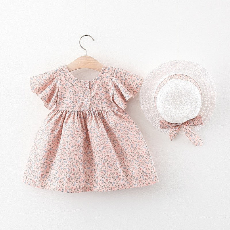 Butterfly Sleeve Floral Baby Dress - Pastoral Style Girls' Outfit for Photoshoots, Parties & Special Occasions