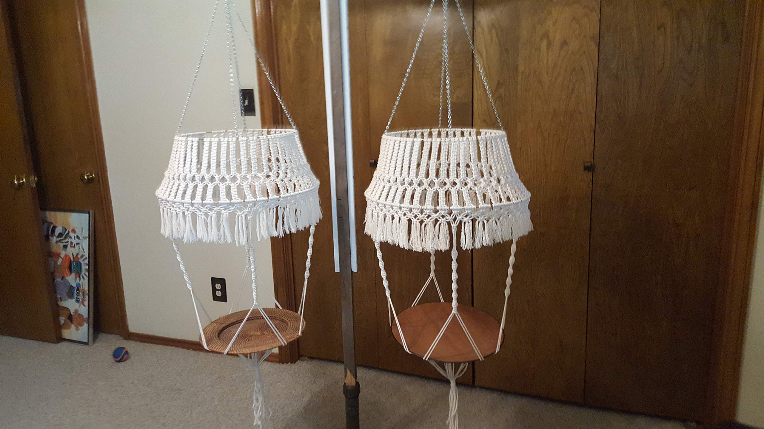 Off-White Macrame Plant Hanger for Indoor & Outdoor Use - Boho Wall Decor, Tabletop or Ceiling Hanging Planter for Home, Garden, Balcony & Patio