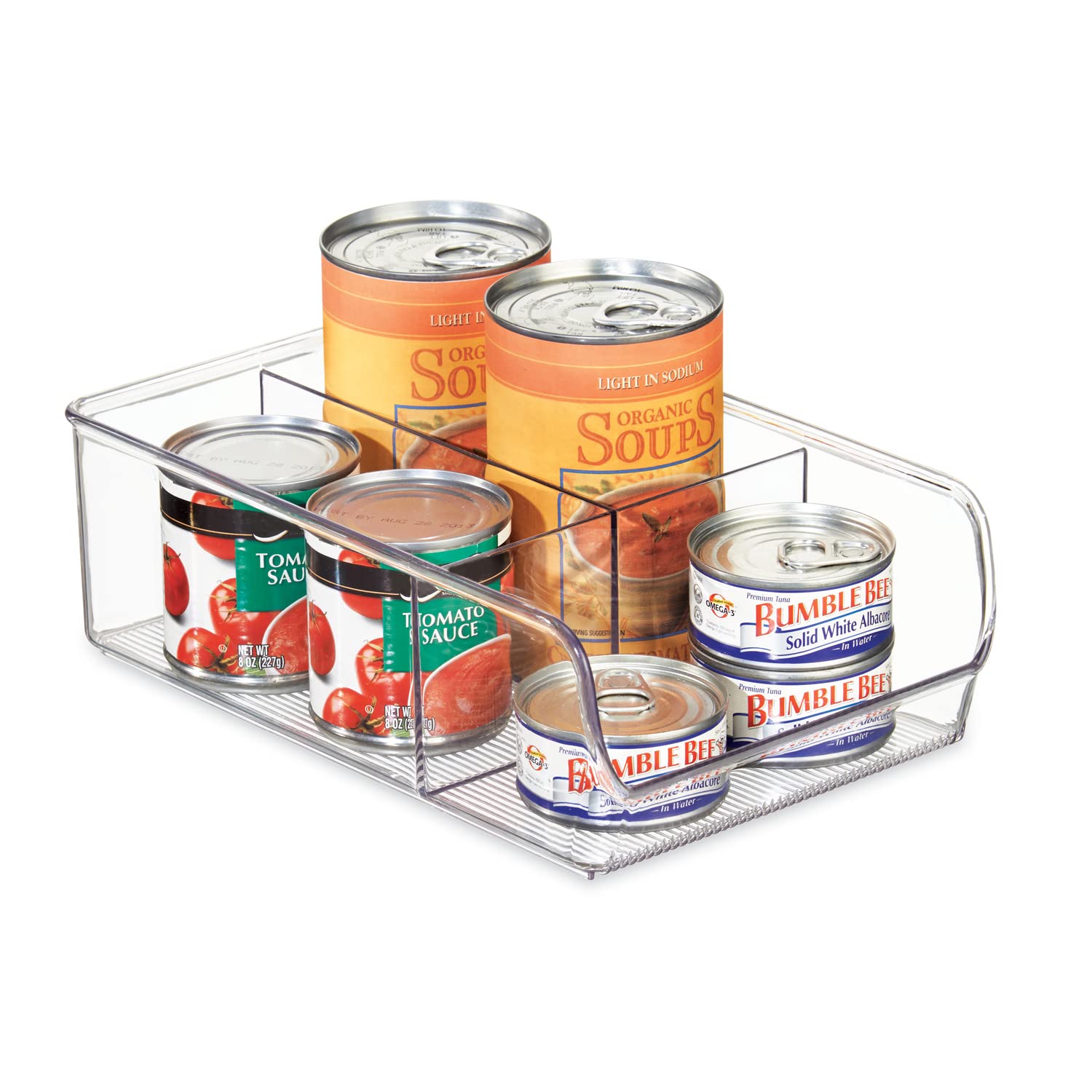 iDesign Linus Plastic Refrigerator & Freezer Storage Organizer Bin - Clear Divided Container for Food, Drinks, Snacks, Produce - 11