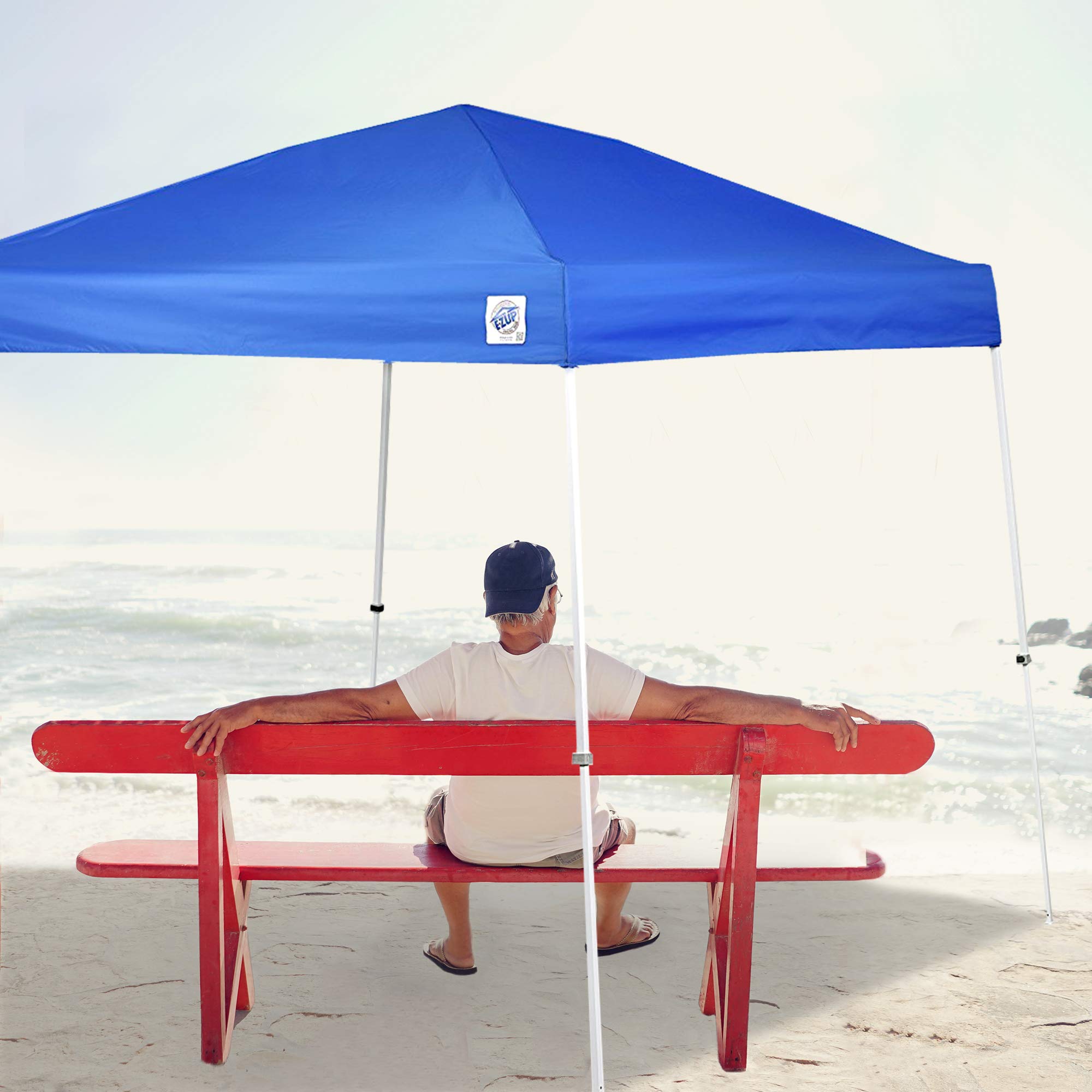 E-Z UP Sierra II Instant Pop Up Outdoor Canopy Tent 10' x 10' with Roller Bag & 4-Piece Spike Set - Royal Blue - Perfect for Backyard Parties, Camping, and Outdoor Events