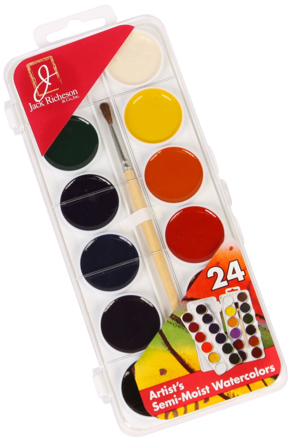 24-Piece Jack Richeson Semi-Moist Watercolor Set for Students - Perfect for Classroom & Art Projects