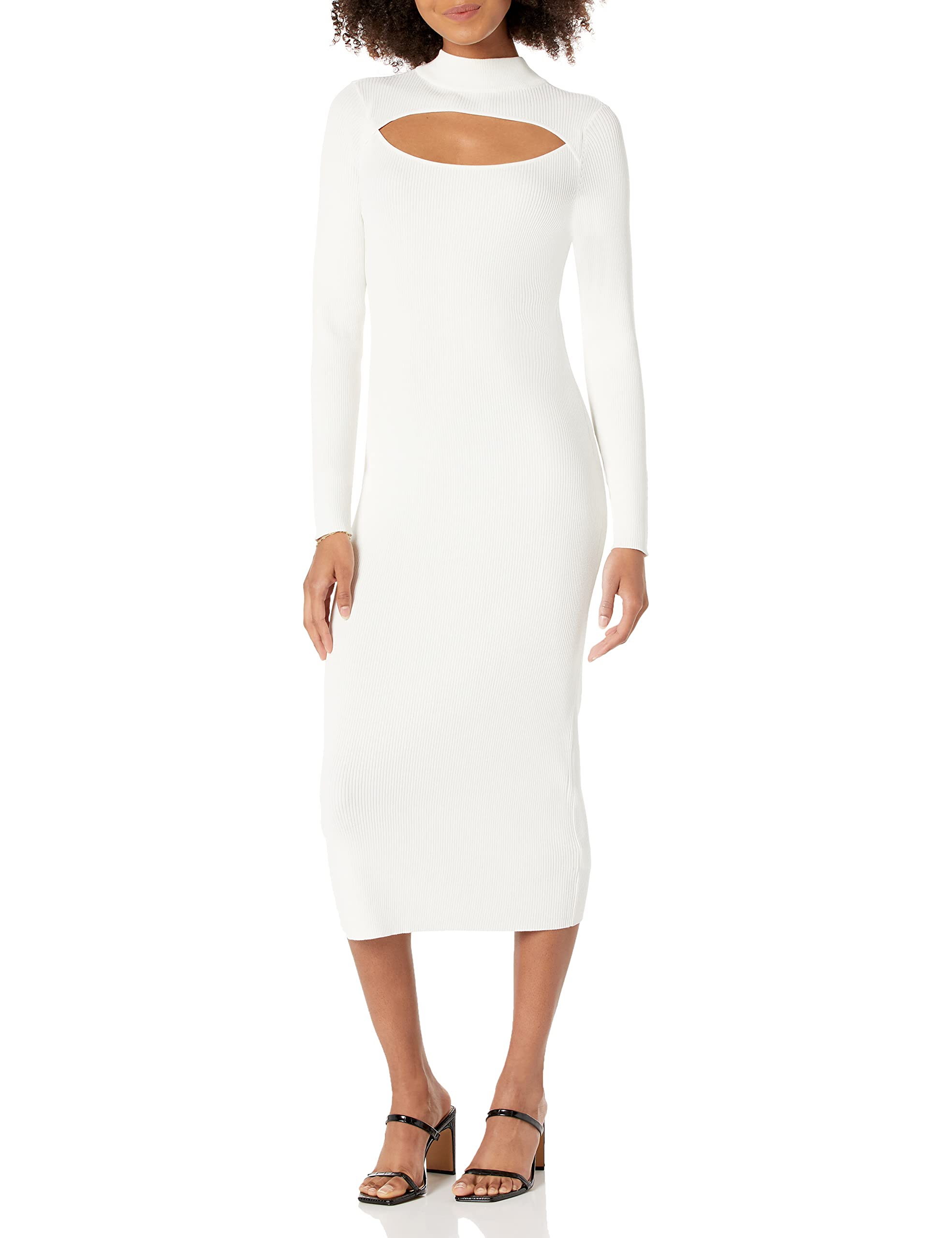 The Drop Women's Chantal Midi Bodycon Dress - Fitted Cutout Rib Design for Night Out, Party & Date Night | Elegant Bodycon Dress for Women | Sexy Clubwear & Cocktail Dress