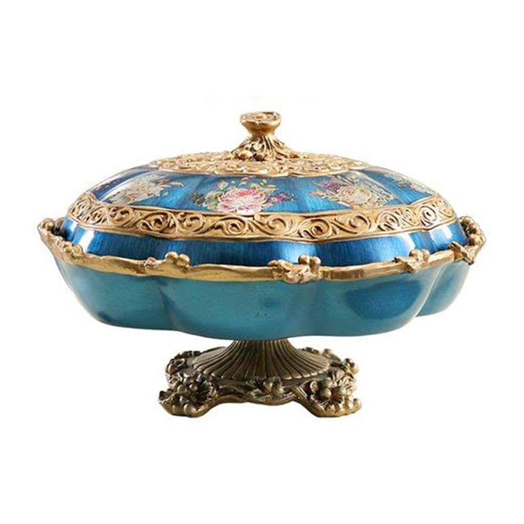 Blue Nut Serving Platter with Lid - 32x22cm Divided Snack Bowl for Dried Fruits, Nuts, Candy - Perfect for Living Room, Parties & Household Snacking