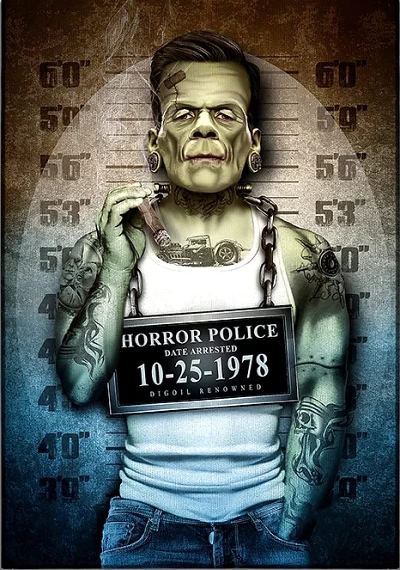 Frankenstein Horror Police Mugshot 1000-Piece Wooden Jigsaw Puzzle - Challenging Adult Puzzle Game, Brain Teaser & Educational Toy for Kids - Perfect Halloween Gift & Family Game Night Activity