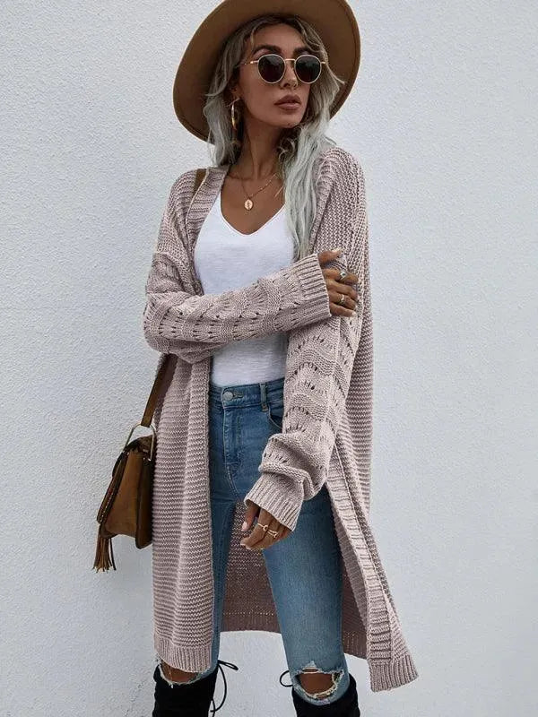 Open Knit Long Women's Cardigan Sweater - Soft & Stylish Fall Fashion for Layering & Cozy Outfits