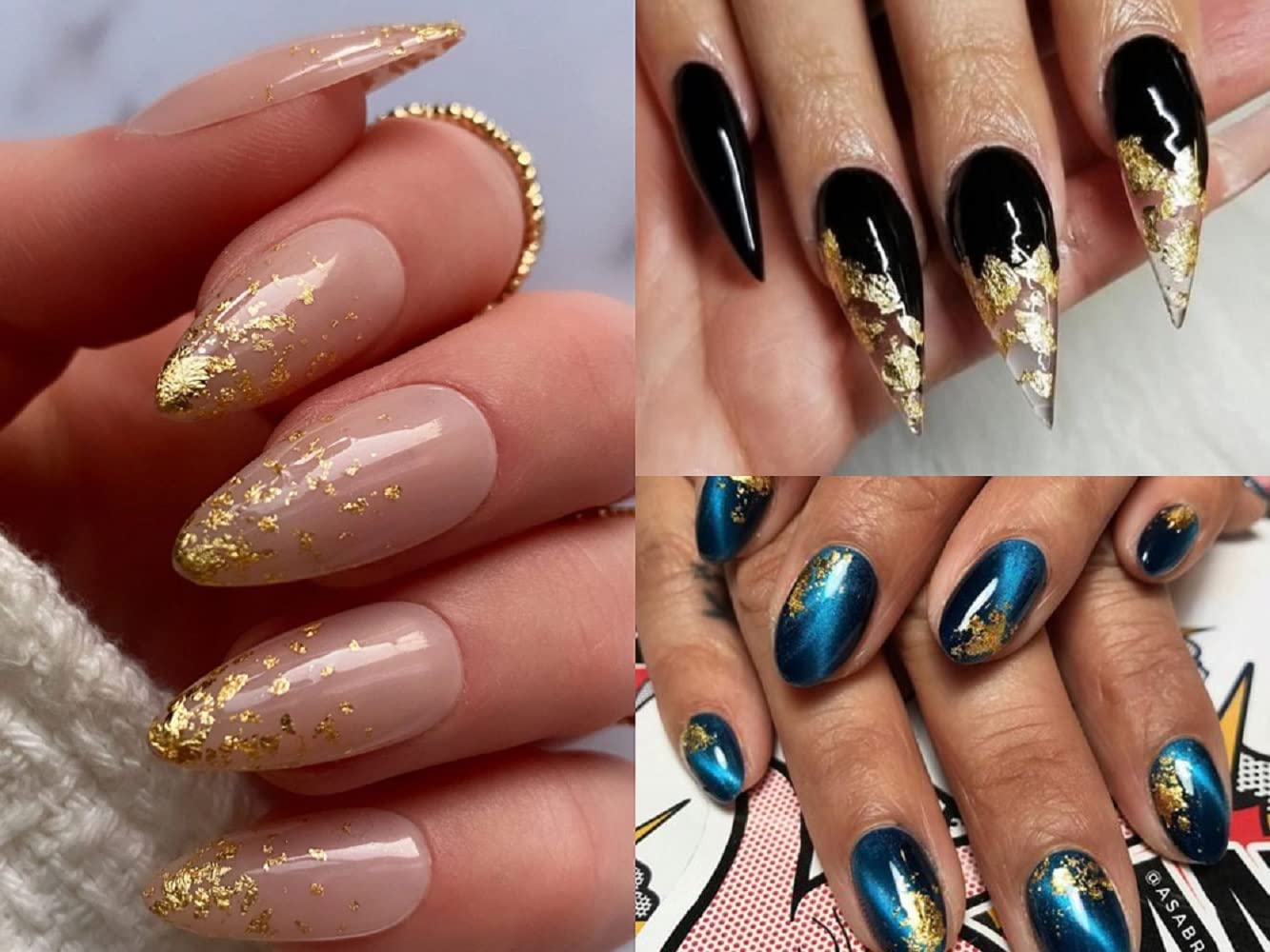 D.B.Z.® Sparkly Foil Nails - Gold, Silver, Rose Gold Colors for Manicure | DIY Nail Art Decorations & Accessories for Women | Perfect for Parties, Weddings & Special Occasions