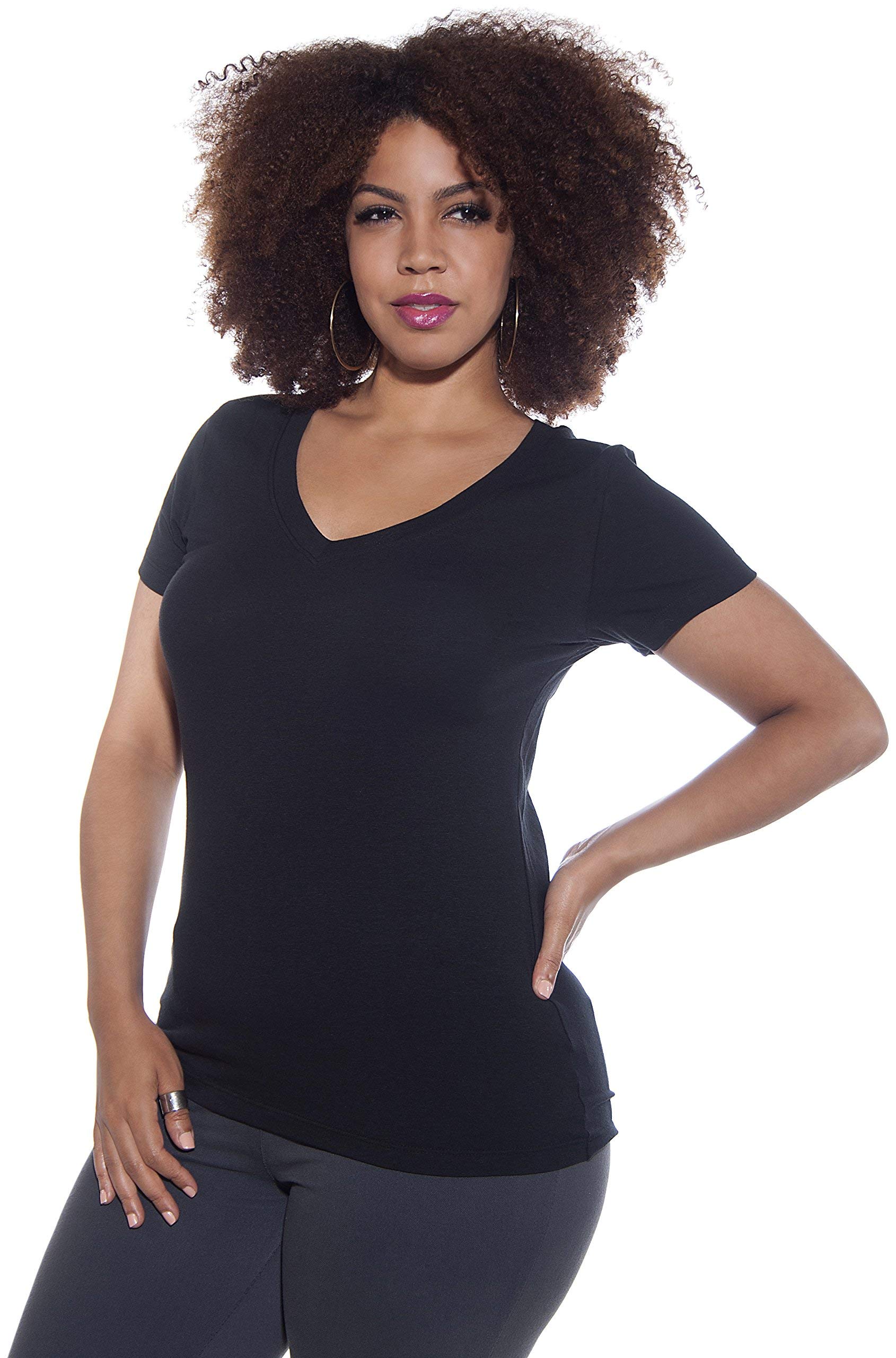 4 Pack Women's Basic V-Neck T-Shirts - Soft Cotton Casual Tees for Everyday Wear | Perfect for Layering, Workouts & Lounge Outfits