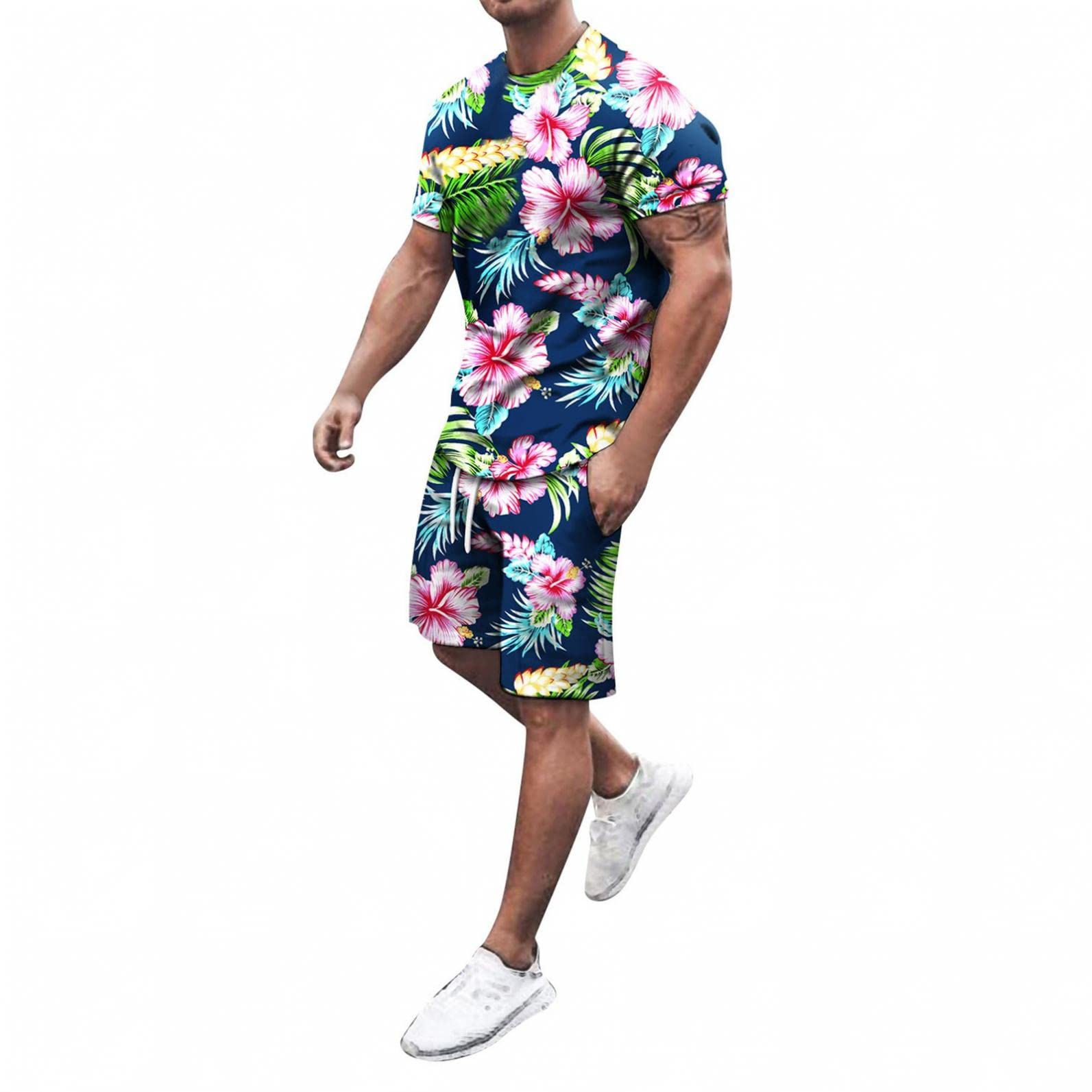Men's 2-Piece Short Set - Breathable Tank Top & Athletic Shorts for Gym, Yoga & Summer Outfits | Hippie Style Holiday Pullover & Comfortable Workout Top Bottom Sets