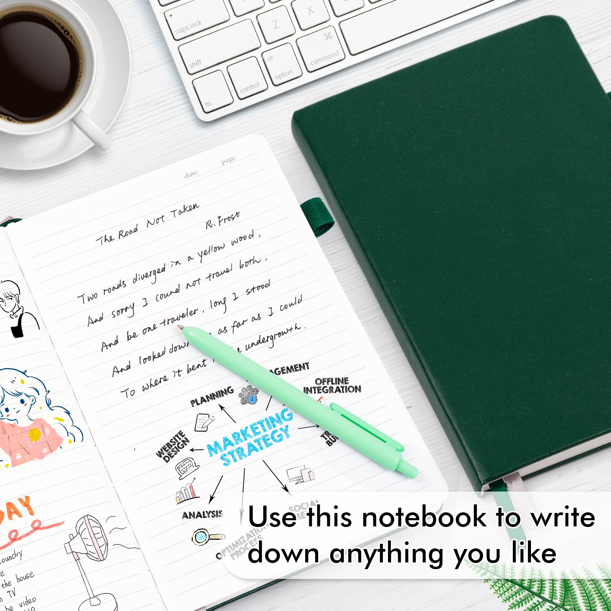 Premium 24-Pack Hardcover Lined Notebooks for Work & Business - A5 Size (5.1”x8.3”) with Pen Holder, 120 GSM Thick Paper - Bulk Journals for Note Taking, Office & School Supplies - Includes 24 Black Pens (Dark Green) - Perfect for Professionals, Students & Daily Planning