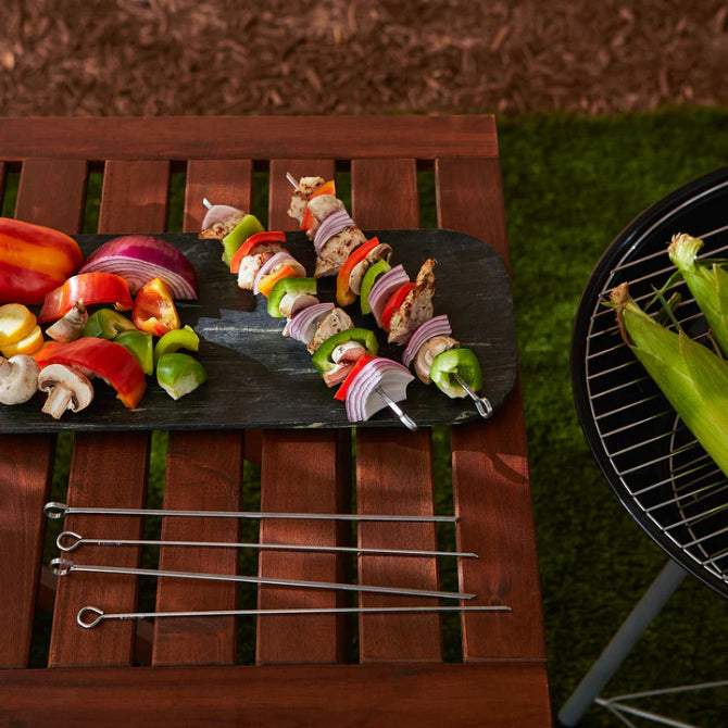 12 Inch Flat Skewers for Grilling - Stainless Steel BBQ Skewers for Shish Kabob, Meat, Vegetables - Perfect for Outdoor Cooking, Camping & Backyard Parties