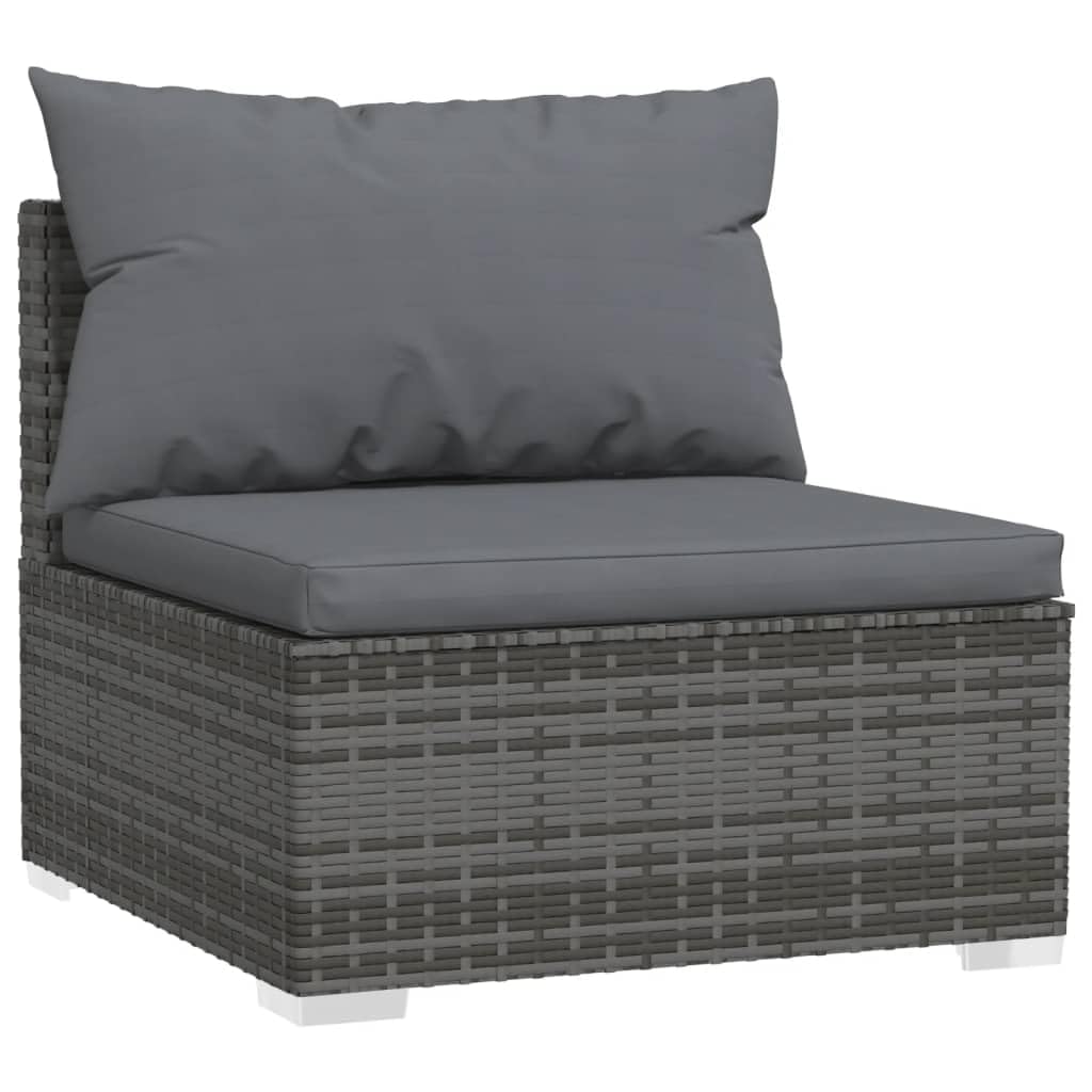 vidaXL 2-Piece Patio Furniture Set with Cushions - Modular Outdoor Lounge Sofa Set - Weather-Resistant Poly Rattan & Durable Steel Frame - Gray & Anthracite - Perfect for Backyard, Garden, Poolside & Patio Relaxation