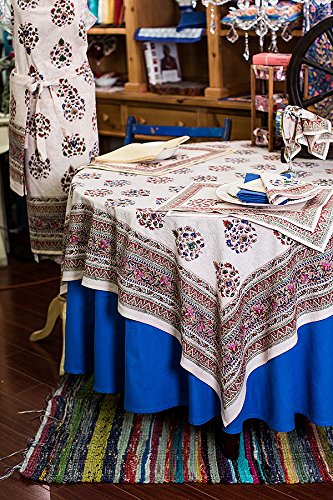 Marie Round Hand-Printed 100% Cotton Tablecloth - 70