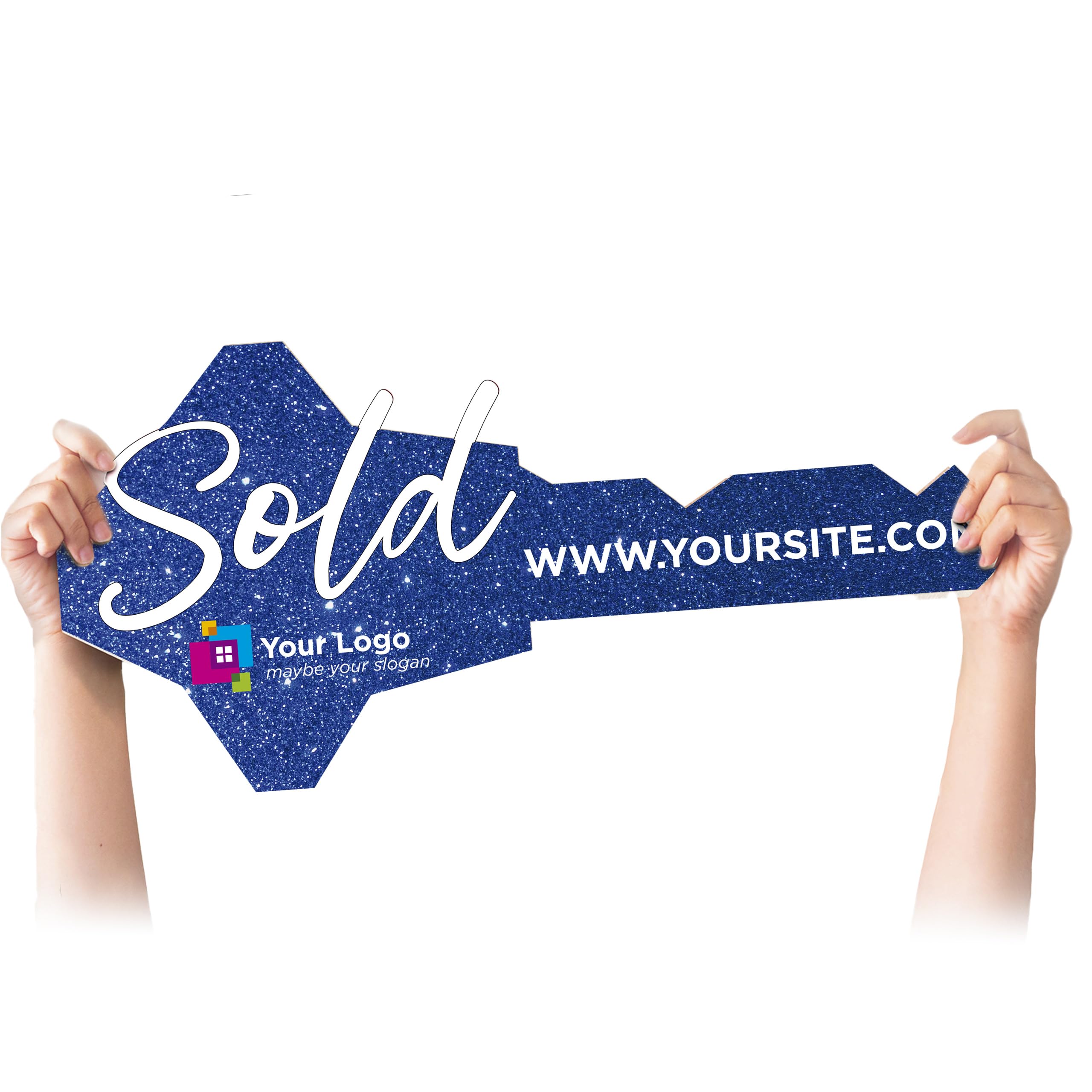 SPEEDYORDERS Real Estate Agent Closing Gifts - Blue House Key Sign for New Homeowners, Realtor Key Prop & Photobooth Sign (Size L) - Perfect for Housewarming Parties & Real Estate Photoshoots