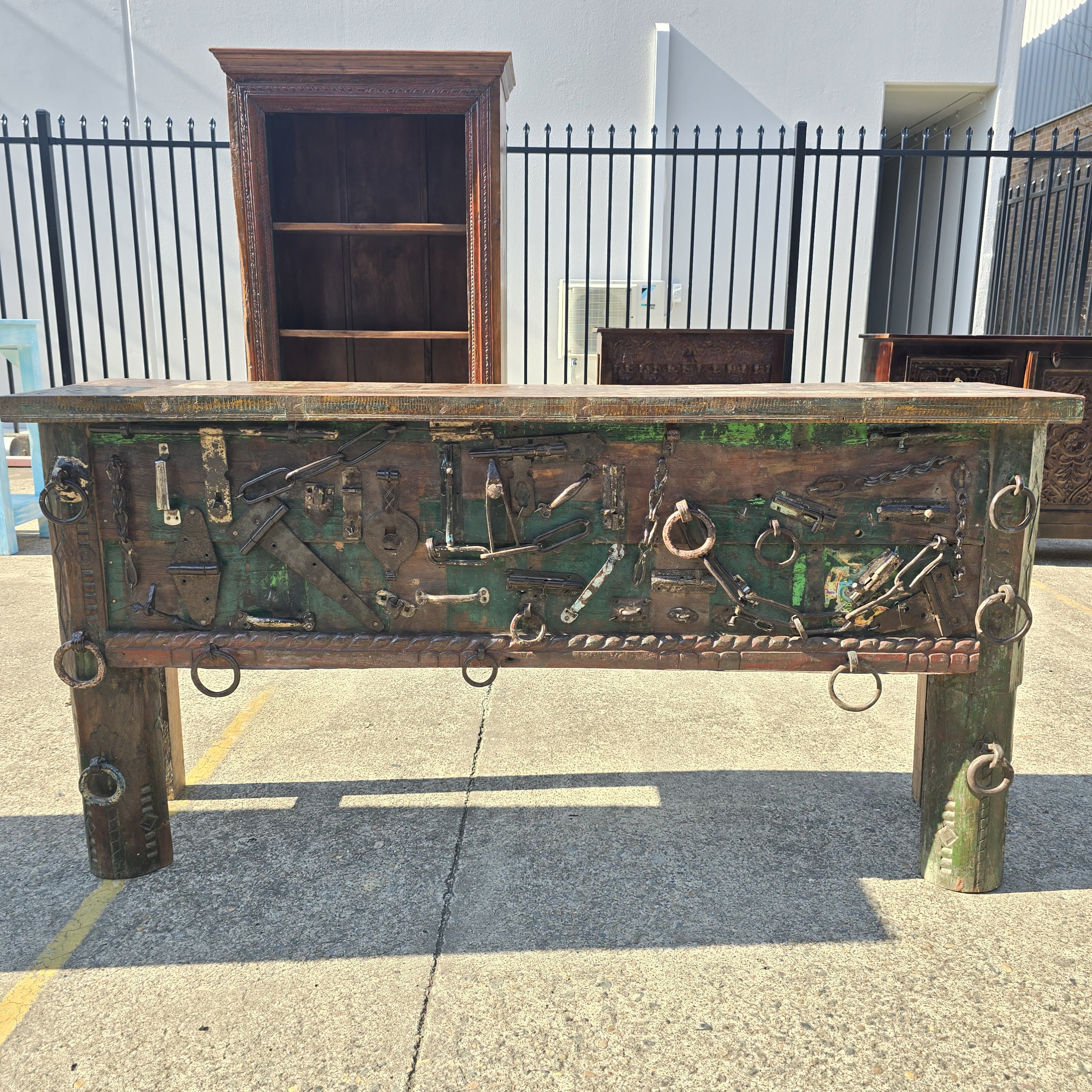 Handmade Carved Solid Hardwood Vintage Style Entryway Console Table - Perfect for Foyer, Hallway, or Living Room Decor