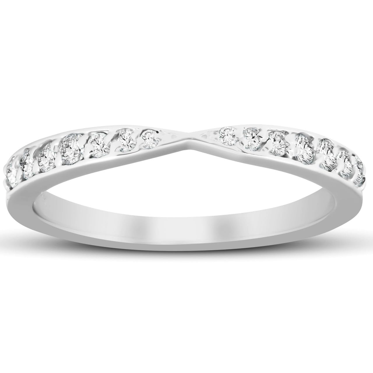 1/4 Carat Diamond Stackable Tapered V-Shape Women's Wedding Band Ring in 10K White Gold - Perfect for Bridal Sets, Anniversary Gifts & Everyday Elegance