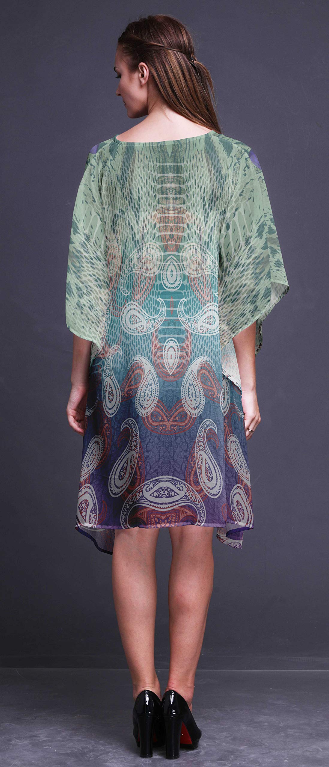 Women's Short Caftan Midi Dress - Beach Cover Up Swimwear Kaftan for Summer Vacation, Pool Party & Boho Outfit