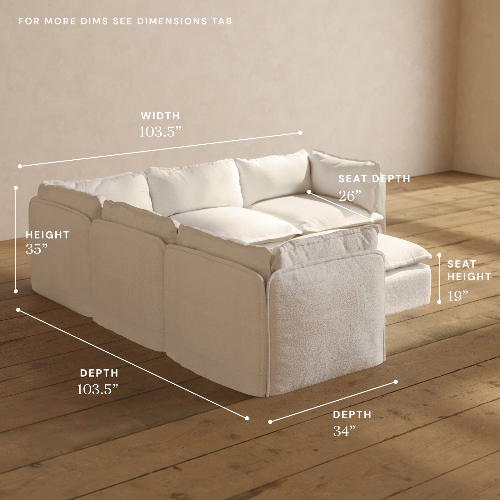 Modular Performance 5-Seater Corner Sectional Sofa with Ottoman in Mousse Fabric | Premium Blend | Perfect for Living Room, Family Room & Home Theater