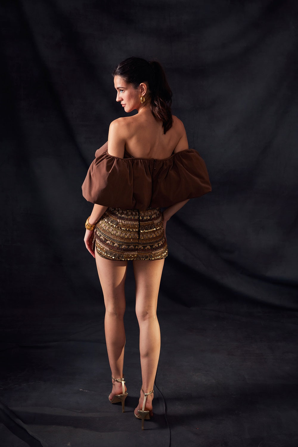 Dark Tan Off Shoulder Top for Women - Trendy Summer Casual Blouse - Perfect for Beach, Party & Date Night Outfits