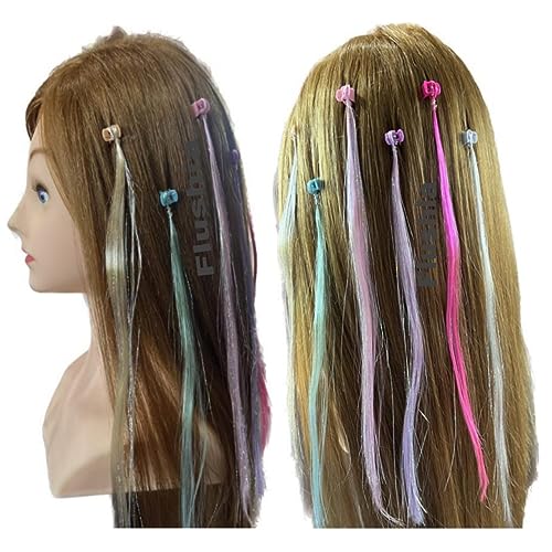 Flushia® 12-Piece Hair Tinsel Kit - 6 Color Fairy Hair Glitter Extensions with Hair Clips | Shimmering Hair Highlights for Kids & Adults | Perfect for Braids, Parties & Festive Hair Accessories