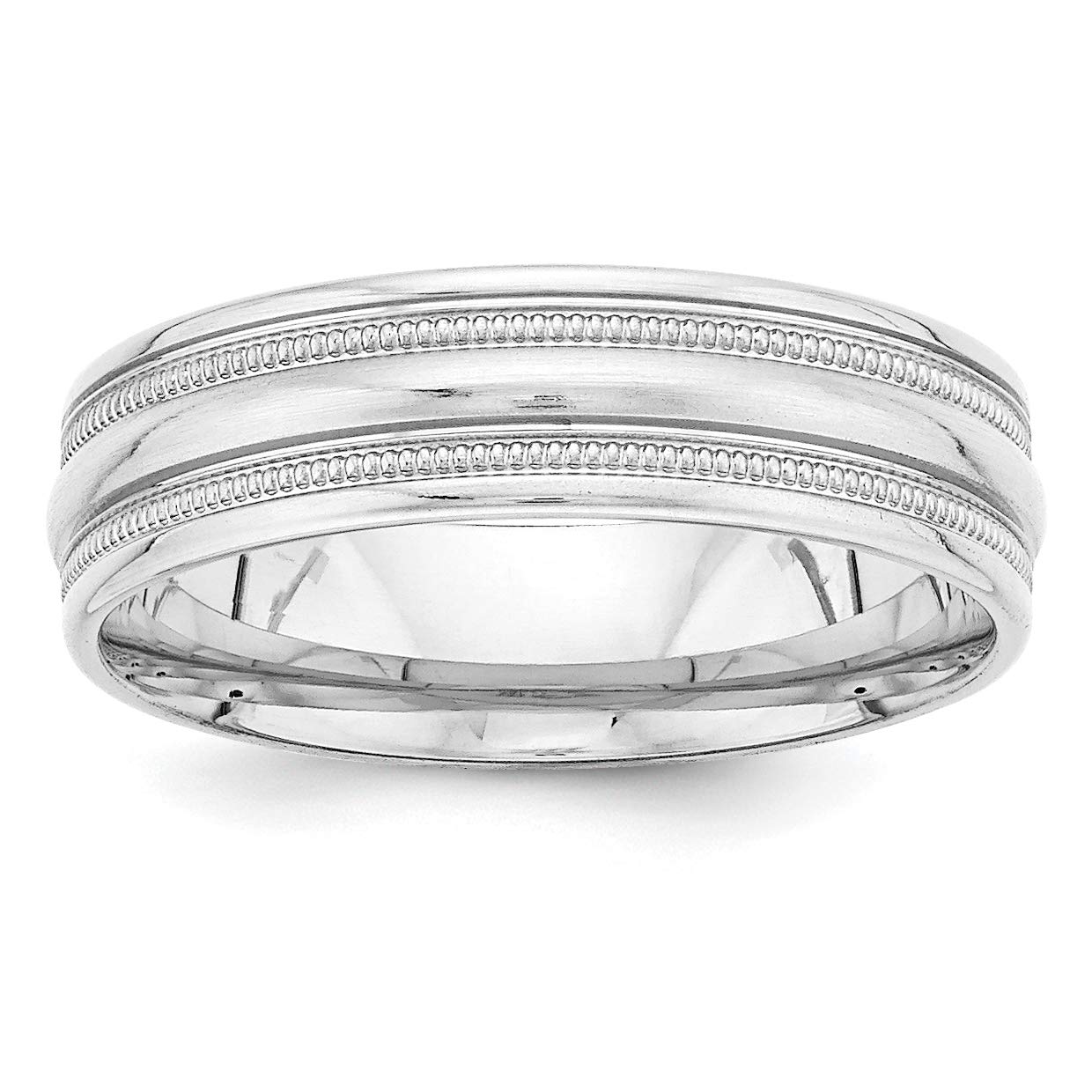 14k White Gold Milgrain Wedding Band - Comfort Fit for Bridal Jewelry