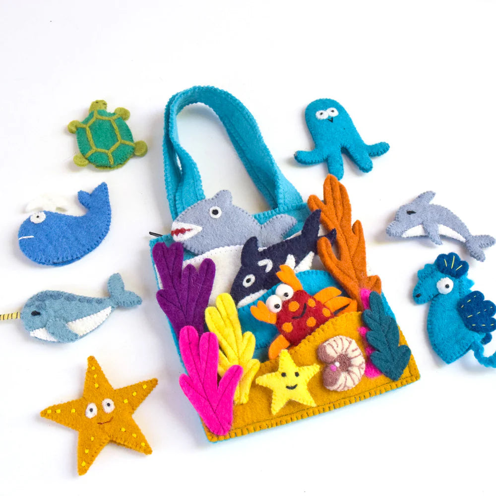 Under the Sea Felt Playscape Bag - Ocean Themed Educational Toy for Kids - Perfect for Preschool Learning, Sensory Play & Travel Activities